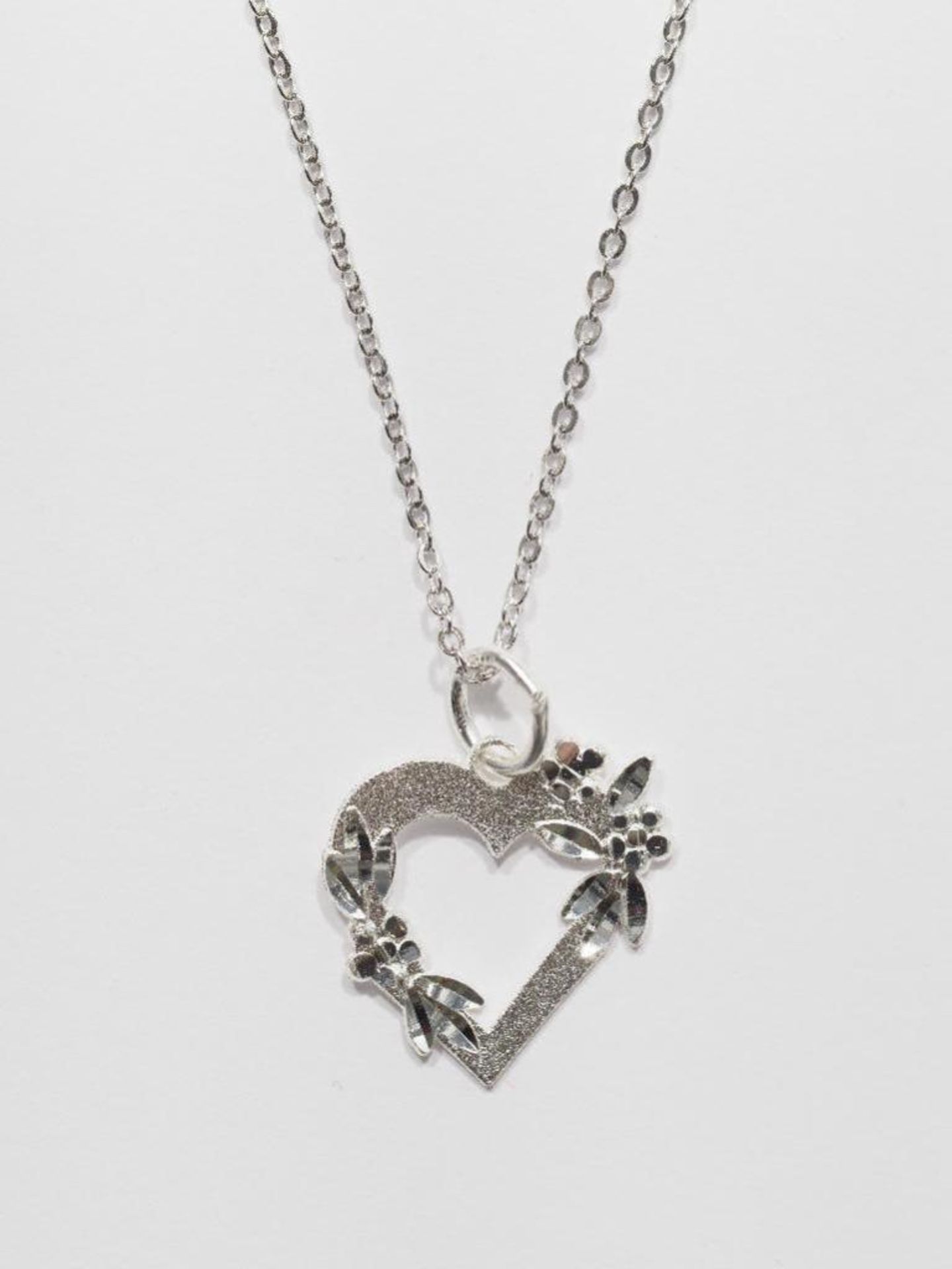 Sterling Silver Heart Shaped Pendant Necklace. Retail $120 - Image 2 of 2