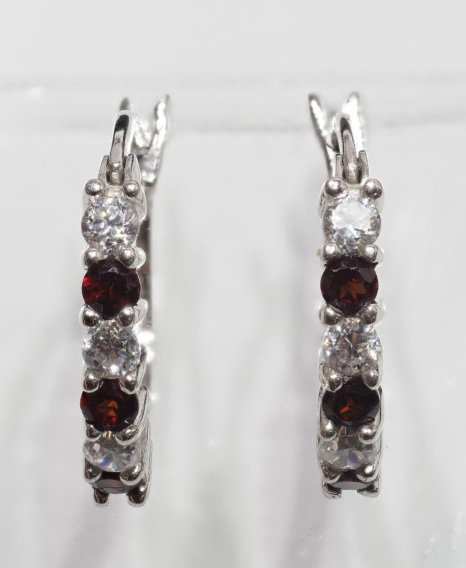 Sterling Silver Natural Garnet (January Birthstone) Earrings. Retail $250