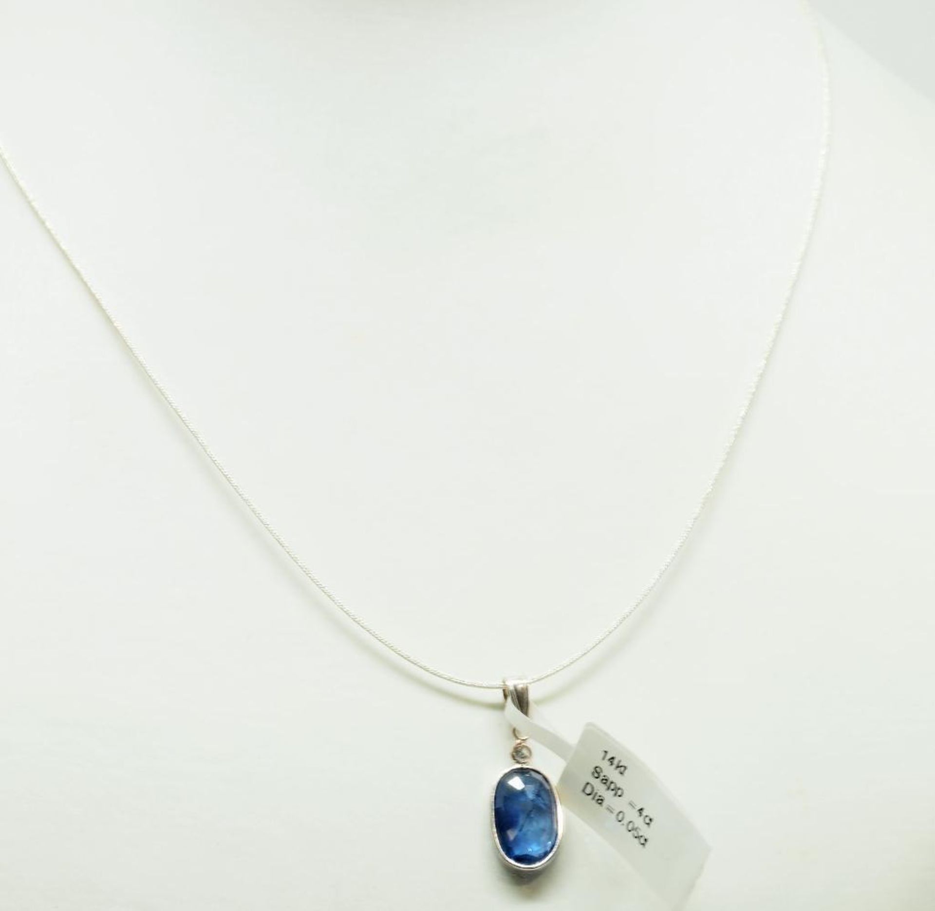 14K White Gold Sapphire & Diamond Pendant Insurance.$3800 - Image 2 of 3