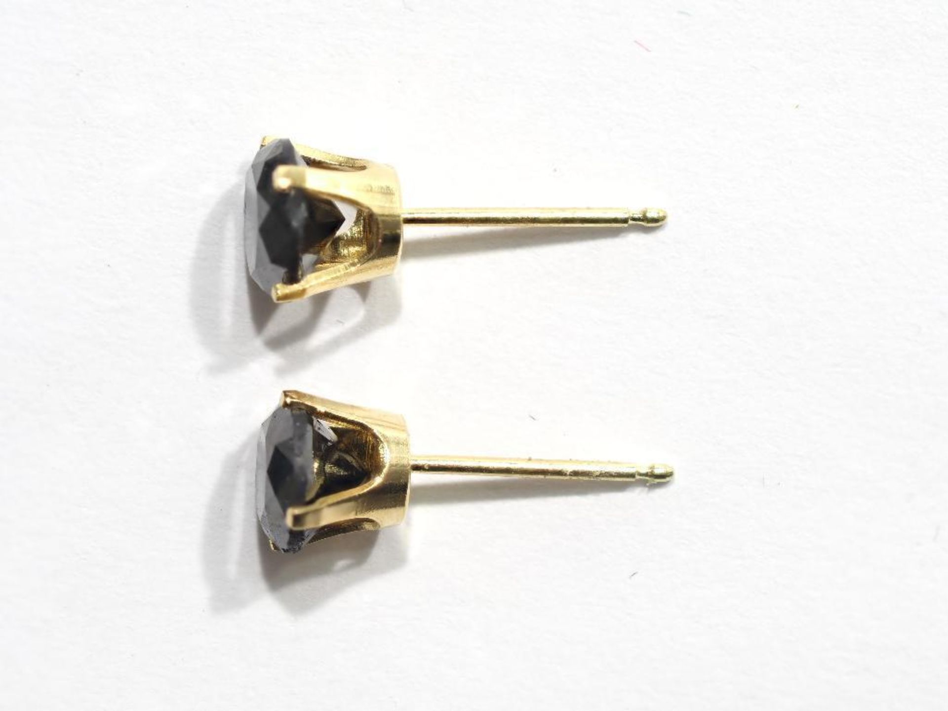 14K Yellow Gold Black Diamond Earrings .Insurance. $1600 - Image 2 of 3