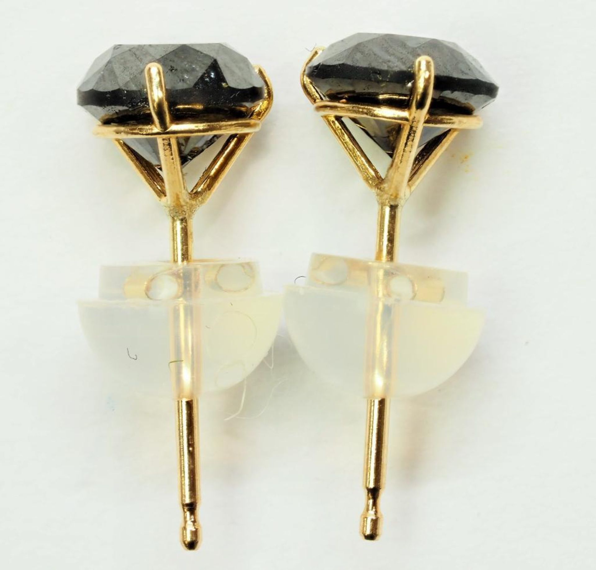 14K Yellow Gold Black Diamond Earrings. Insurance $700 - Image 2 of 3