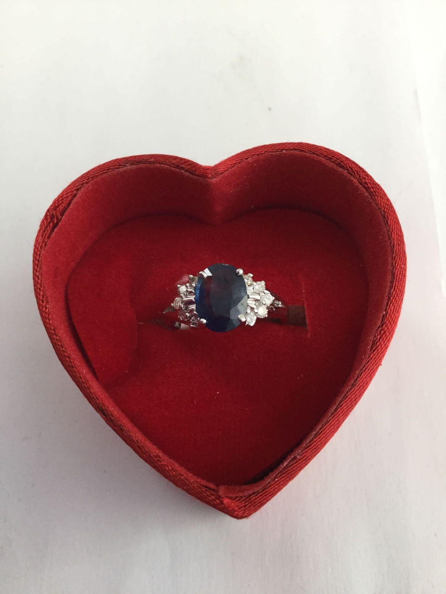 14kt White Gold Sapphire (2.55ct) and Diamond (0.2ct) Ring Value $ 2300