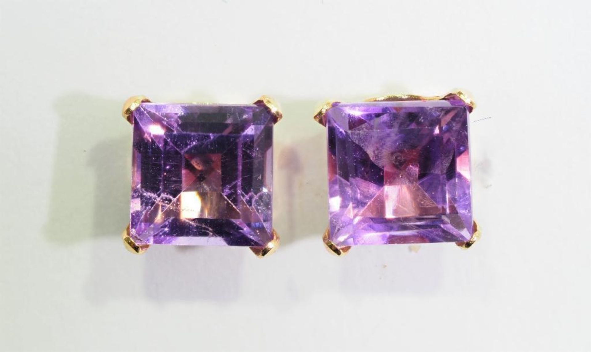 10 Kt. Gold Amethyst Earrings, Retail $240 - Image 2 of 2