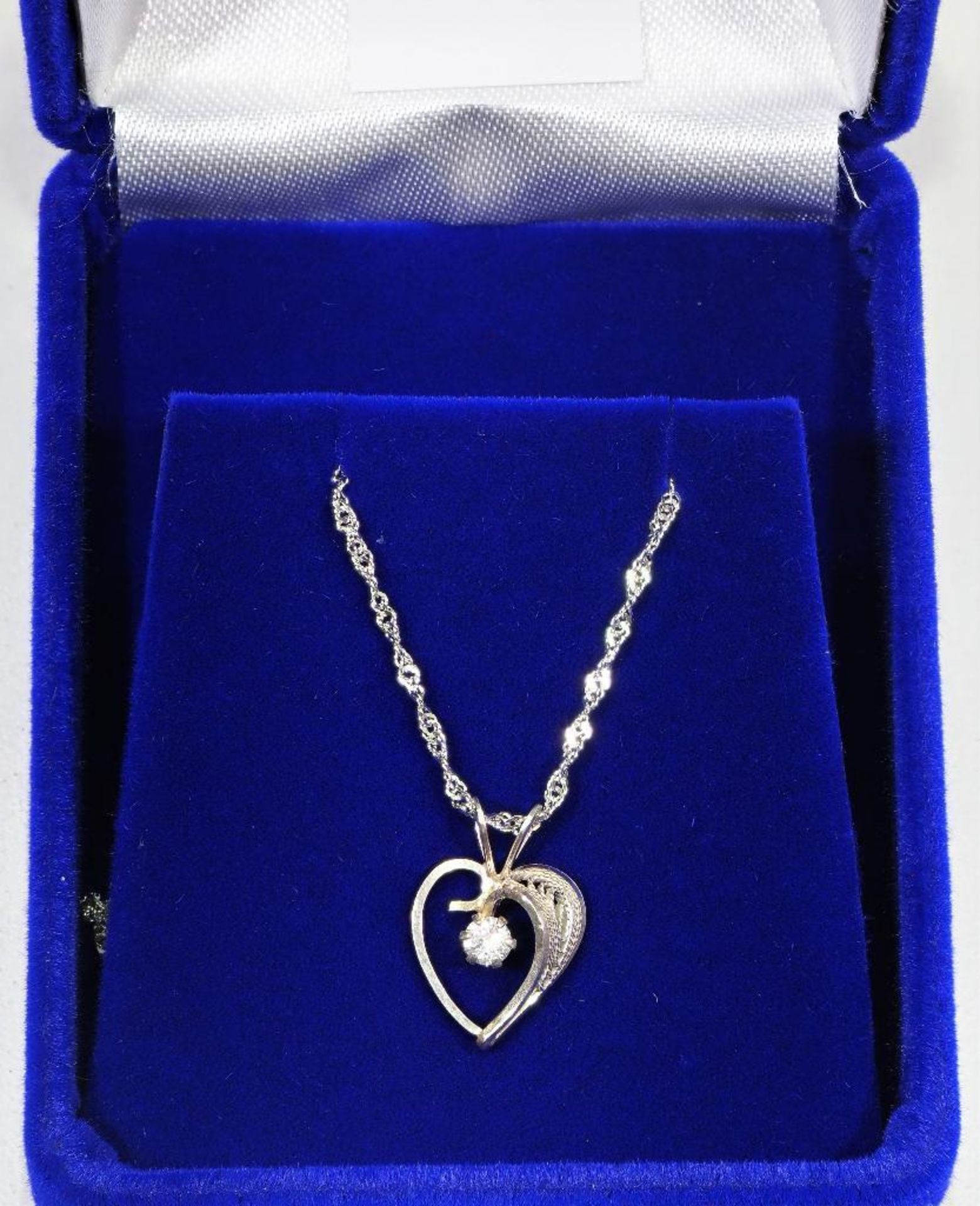 Sterling Silver Heart Shaped Cubic Zirconia Pendant, Retail $120 - Image 2 of 2