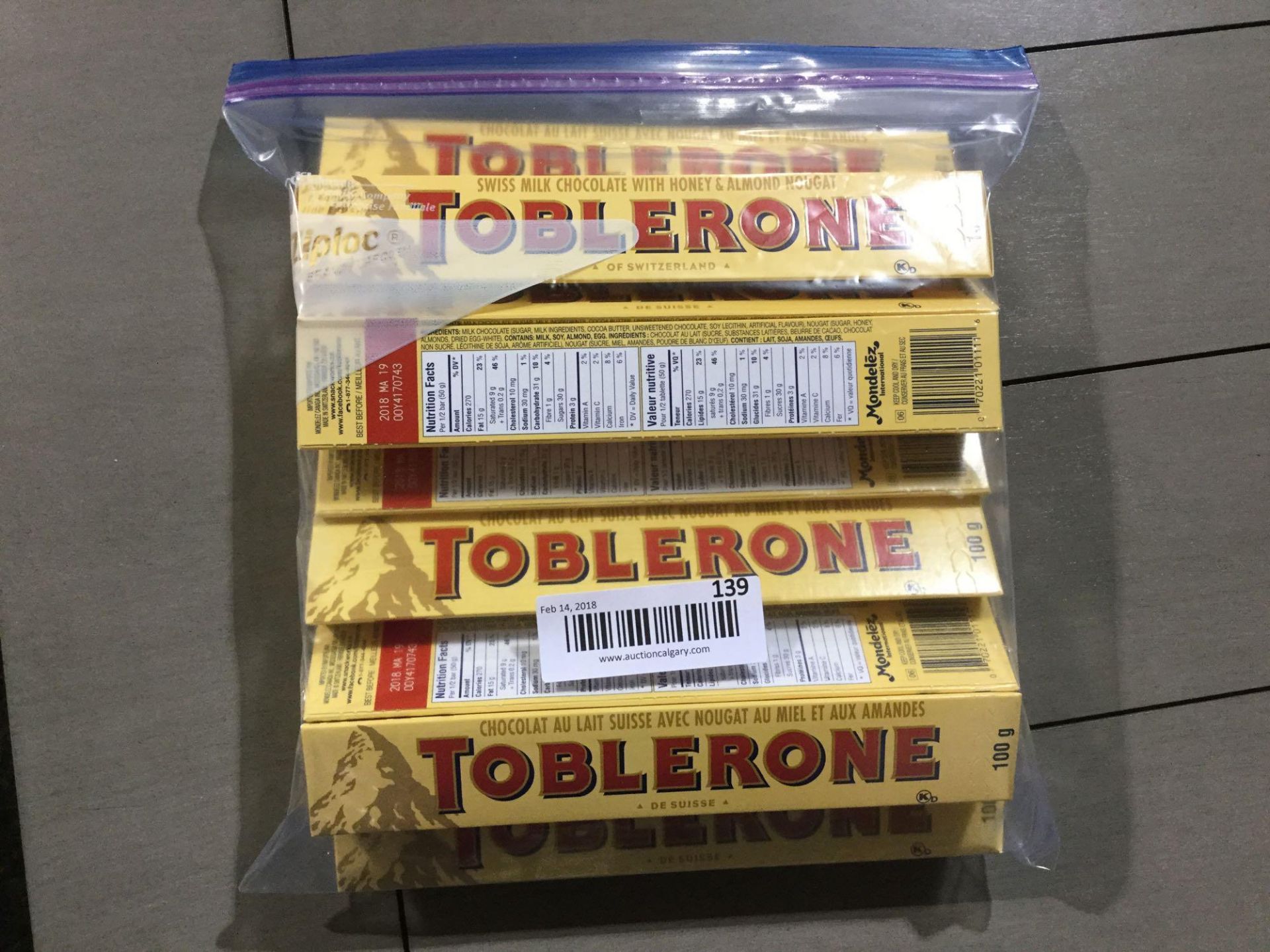 Bag of 15 x 100 g Toblerone Bars