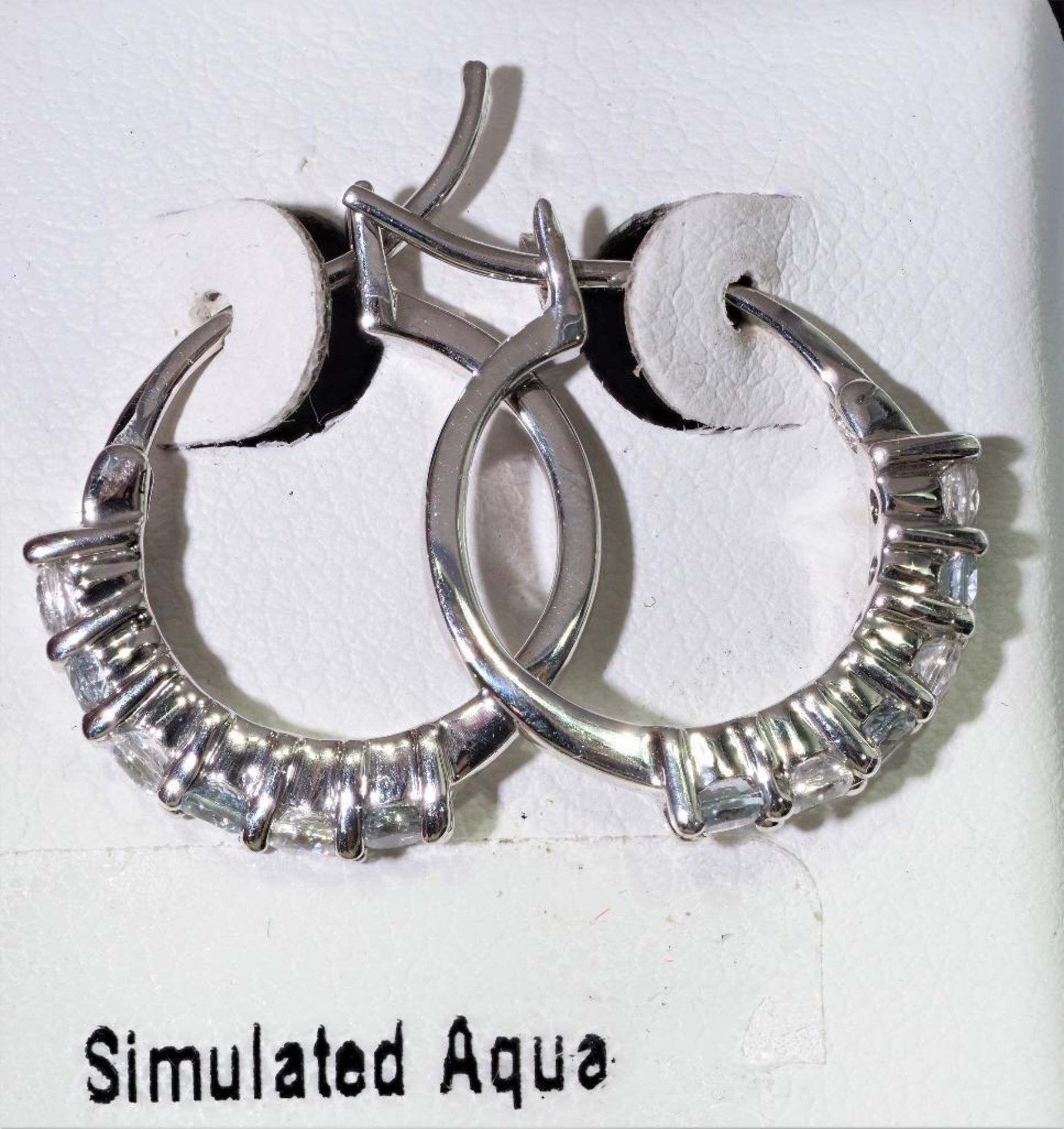 Sterling Silver Created Aquamarine Earrings, Retail $100 - Image 2 of 2