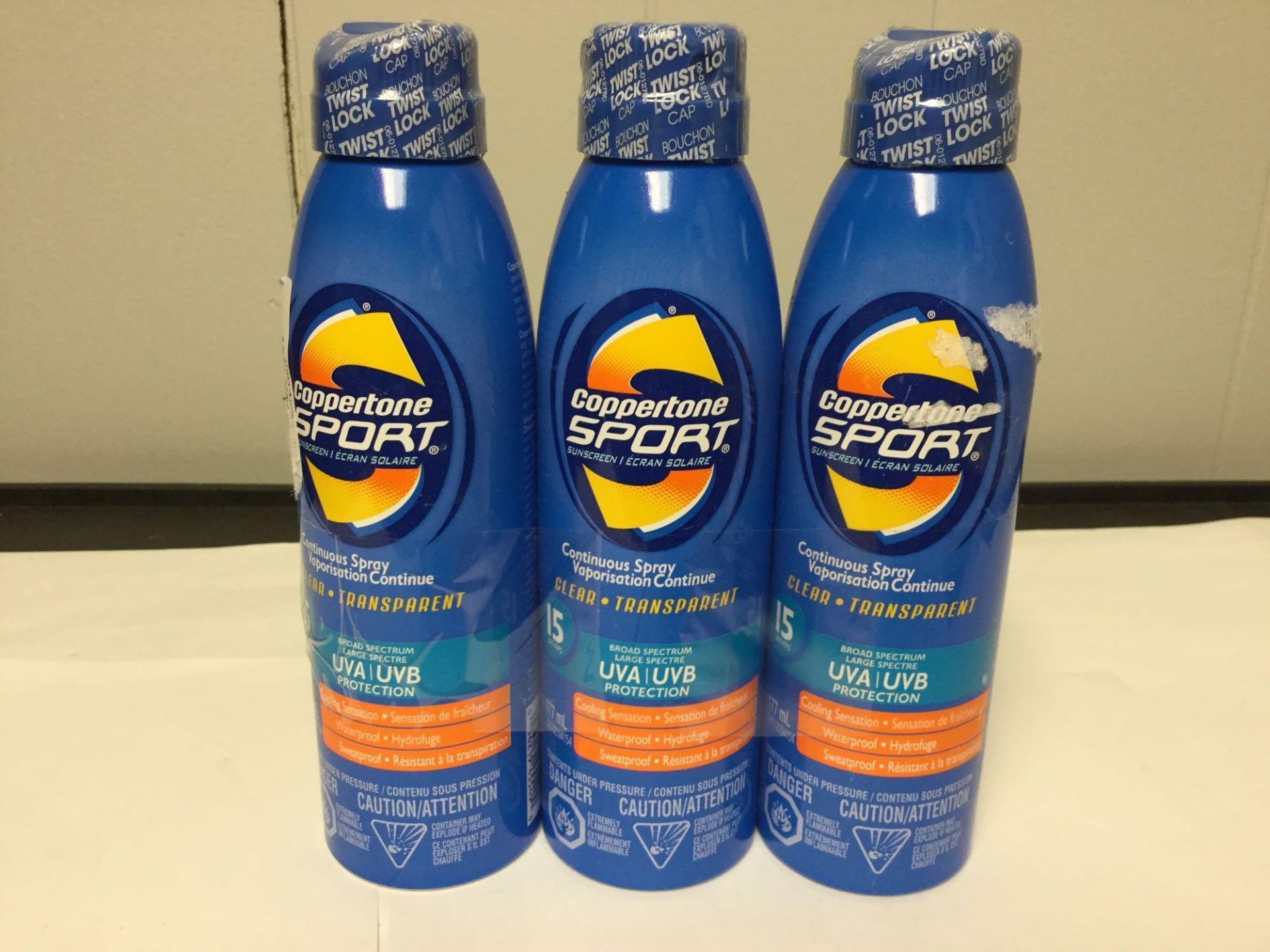 Lot of 3 x 177 ml Coppertone Sport Sun Screen 15 SPF