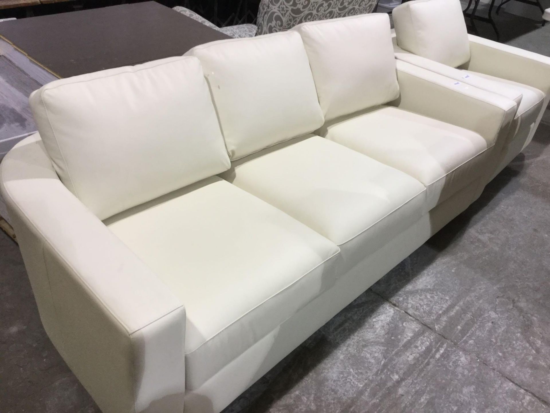 Leather Sofa - Cream Leather