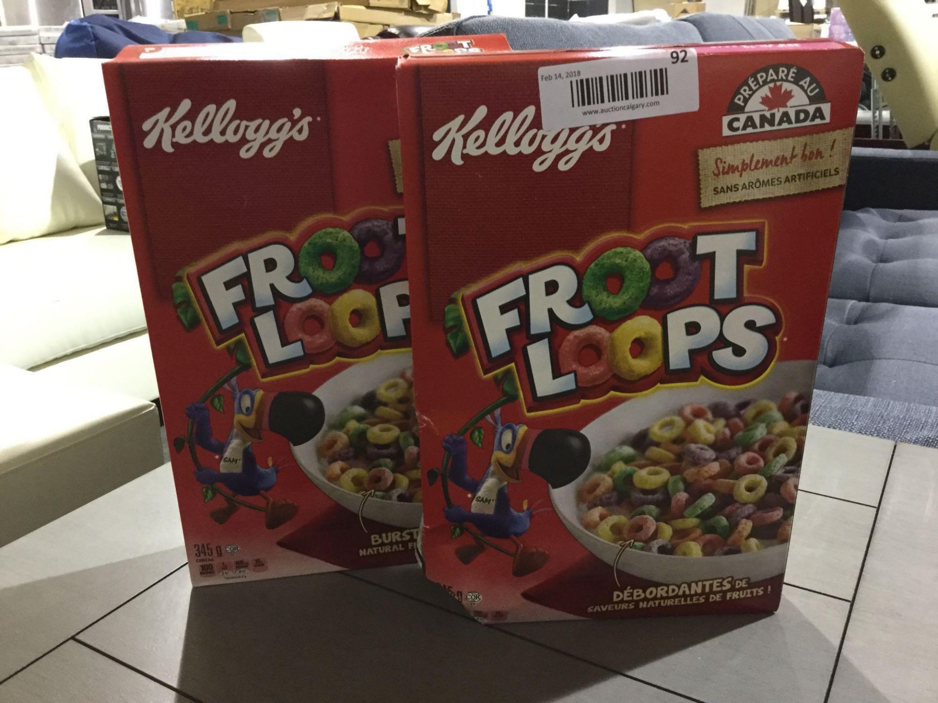 lot of 2 x 345 g Kellogg's Fruit Loops Cereal Boxes