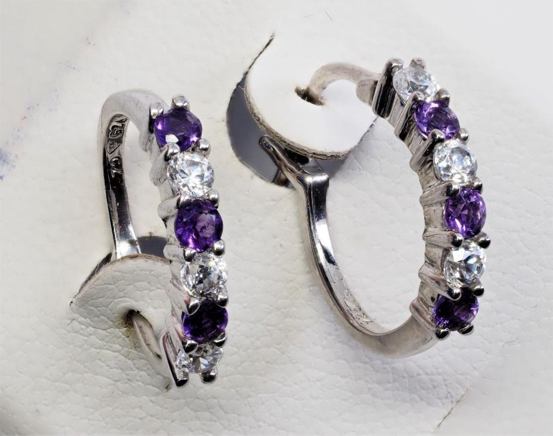 Sterling Silver Earrings With Genuine Amethyst, Retail $100