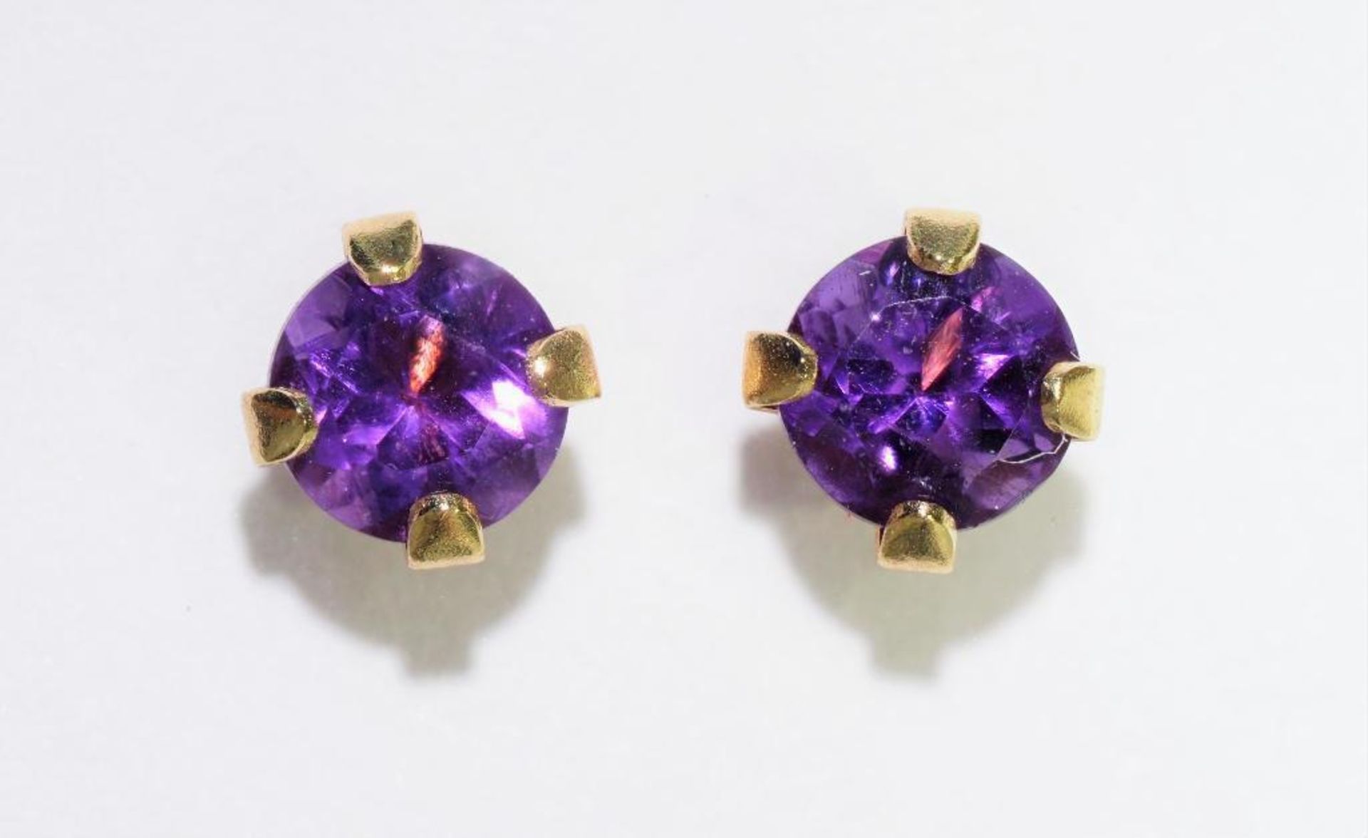 14Kt. Gold Genuine Amethyst Screw Back Earrings, Retail $160