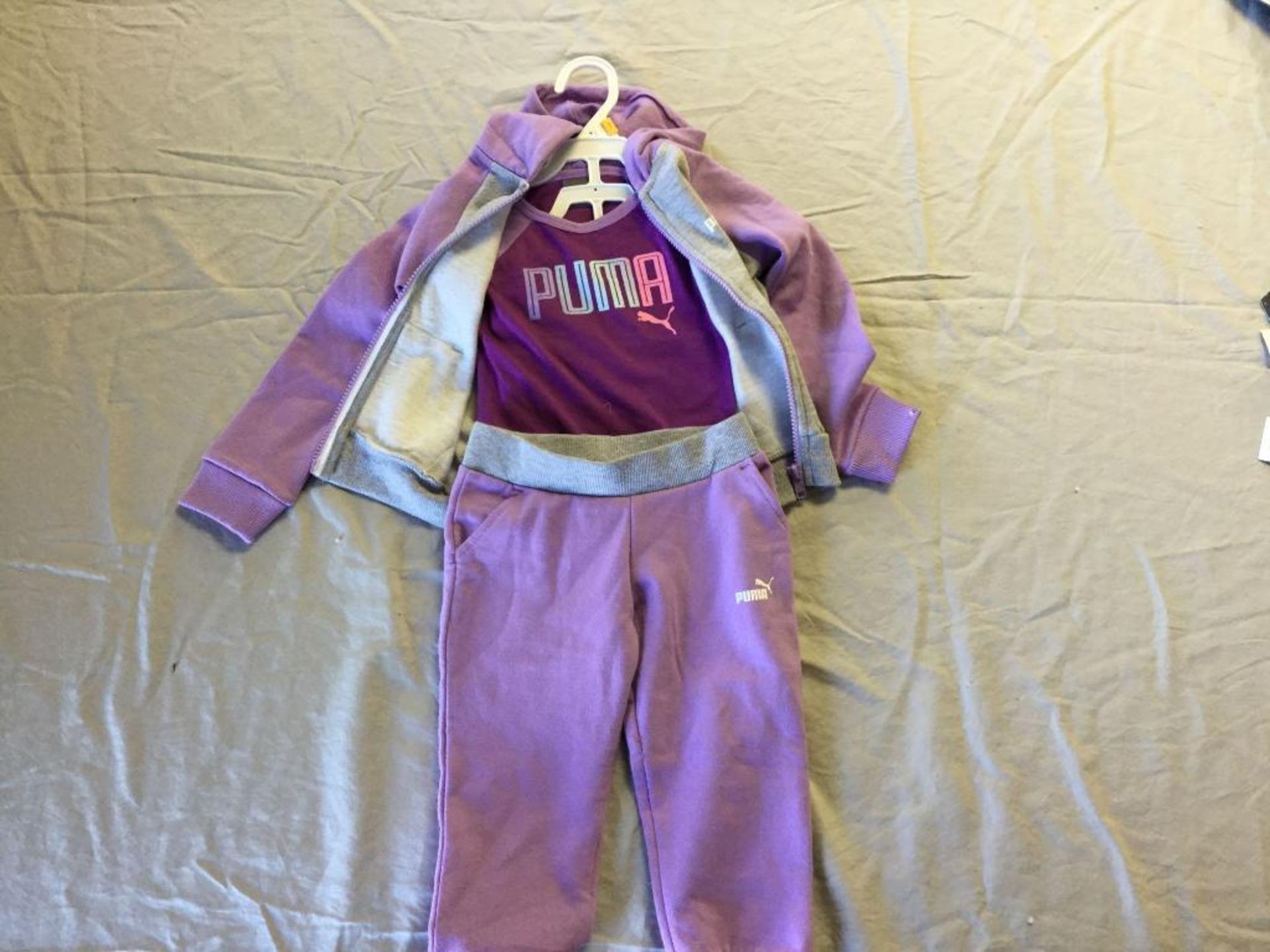 Puma Girls Purple/Grey Hoodie, Long-Sleeve Shirt & Pants Set Size 2 - Image 2 of 2