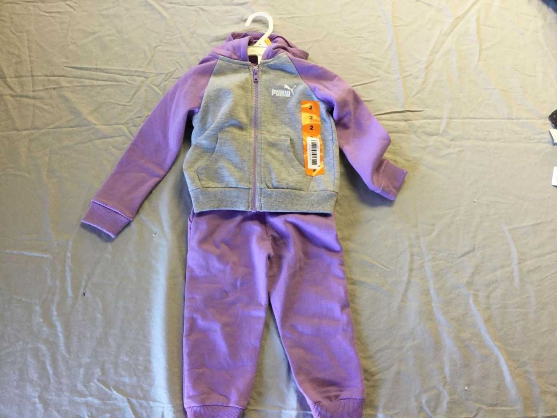 Puma Girls Purple/Grey Hoodie, Long-Sleeve Shirt & Pants Set Size 2