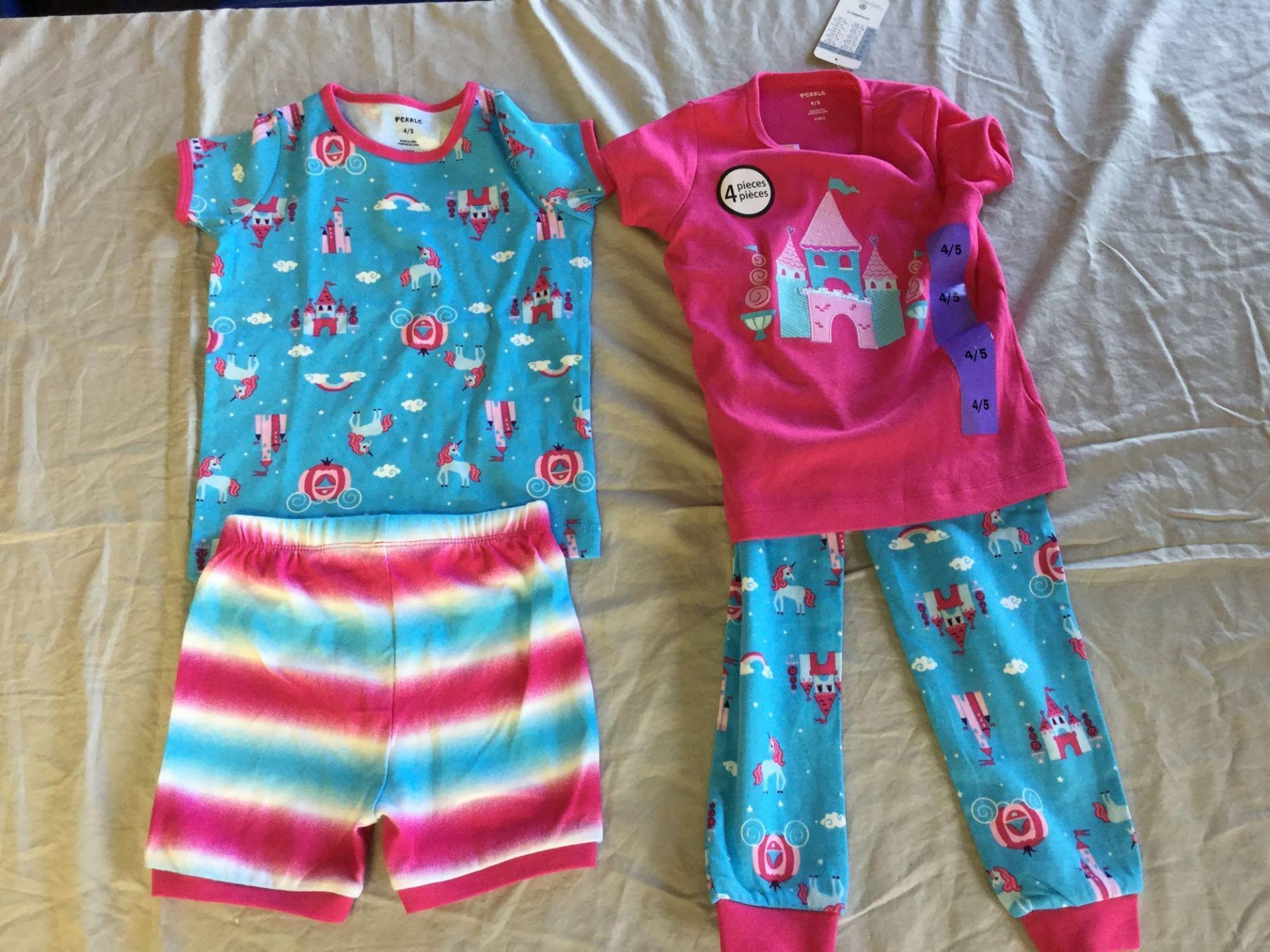 Pekkle Girls 4-Piece Unicorn Pajama & Casual Set Size 4/5