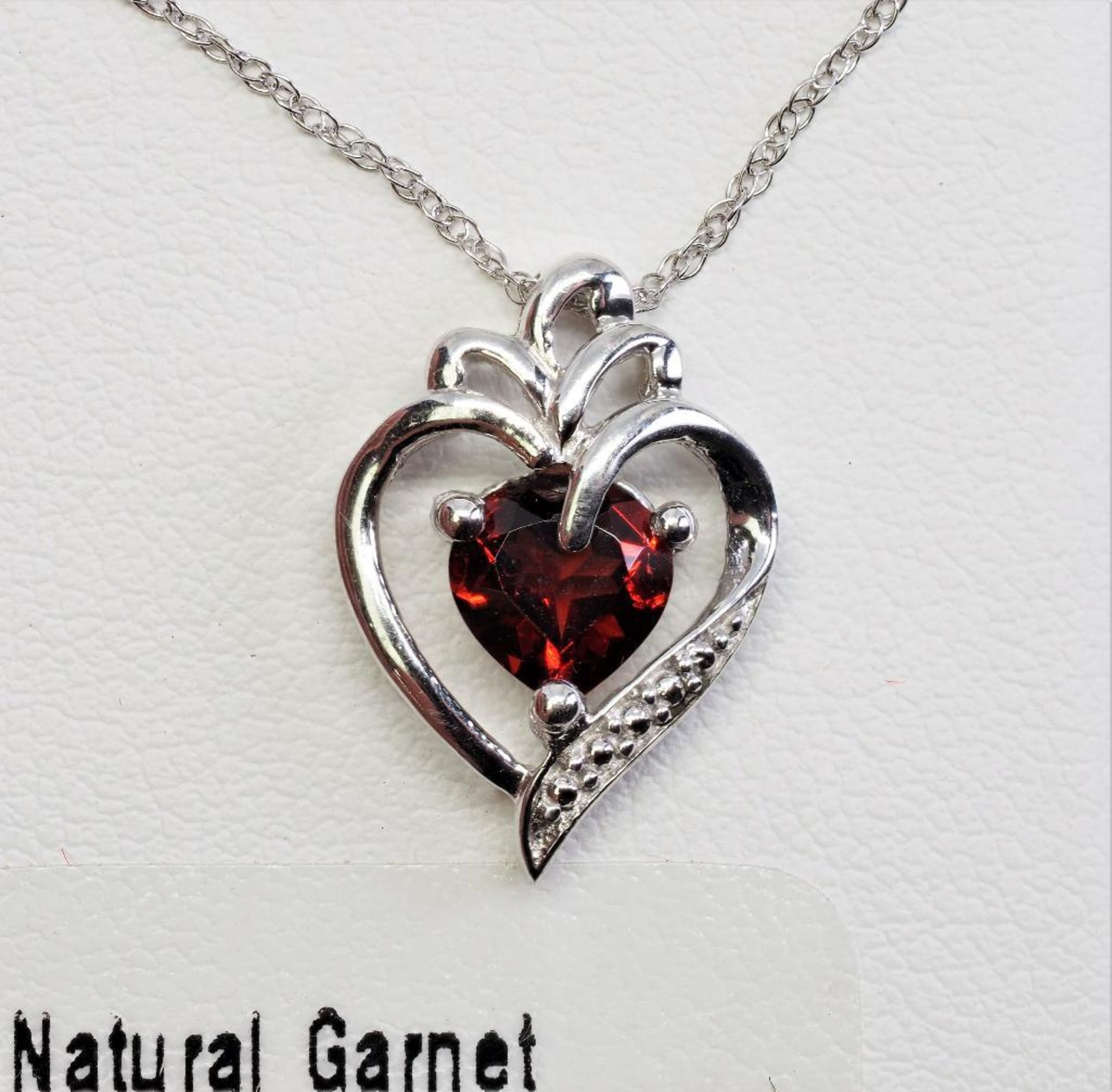Sterling Silver Heart Shaped Necklace With Genuine Amethyst, Retail $100 (MS05 - 32)