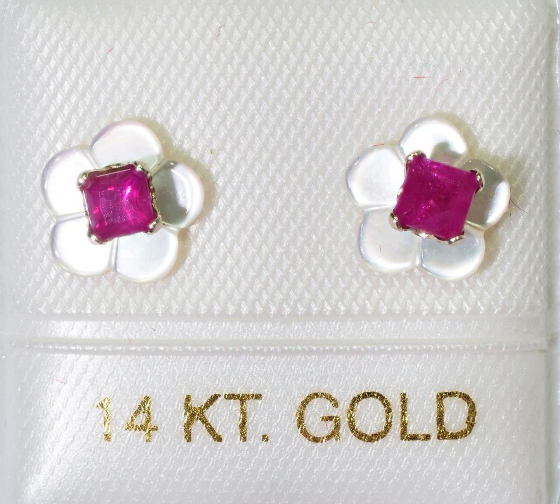 14Kt. Gold Earrings With Genuine Ruby, Retail $240 (MS05 - 39) - Image 3 of 3