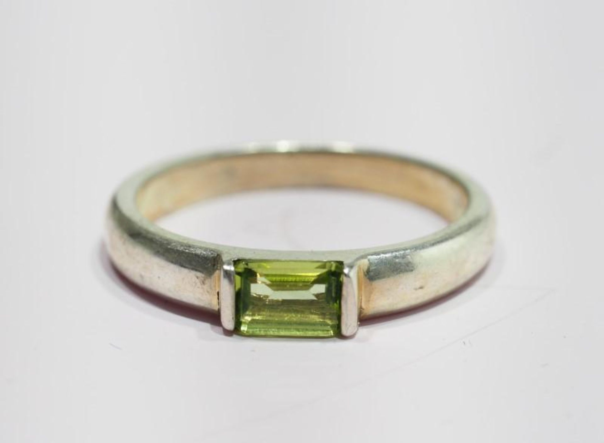 Sterling Silver Emerald Cut Peridot Ring. Retail $200 (64-GC29) - Image 2 of 3