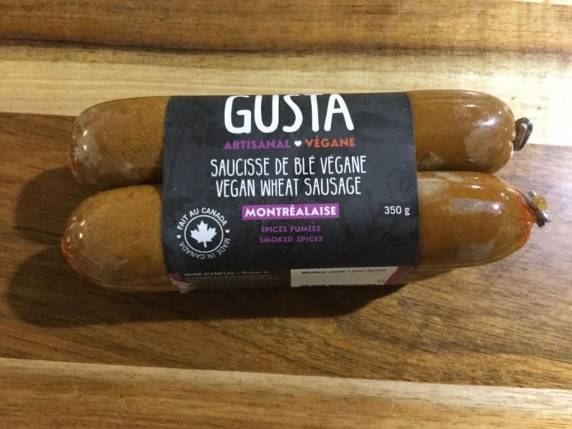 350 g Gusta - Vegan Wheat Sausage -Smoked Spices