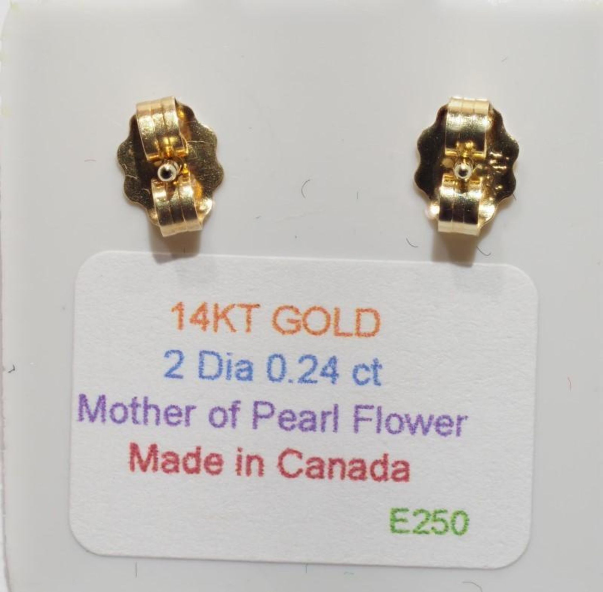 14K Gold 2-in-1 Diamond (0.24ct) and Carved Mother of Pearl Earrings. Insurance Value $890 (61-GC29) - Bild 3 aus 4