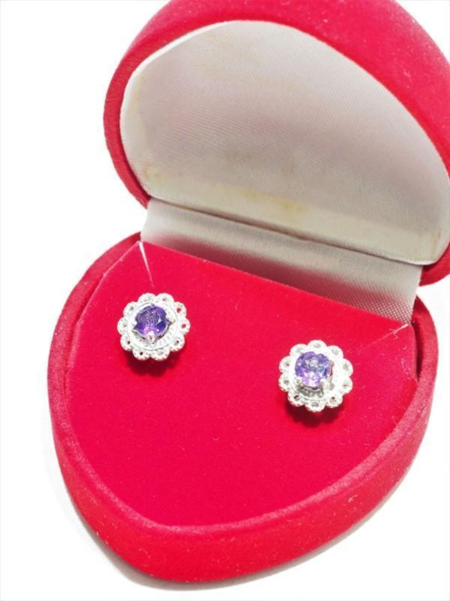 Sterling Silver Amethyst 2-in-1 Antique Style Jacket Earrings. Retail $200 (74-GC29) - Image 2 of 2