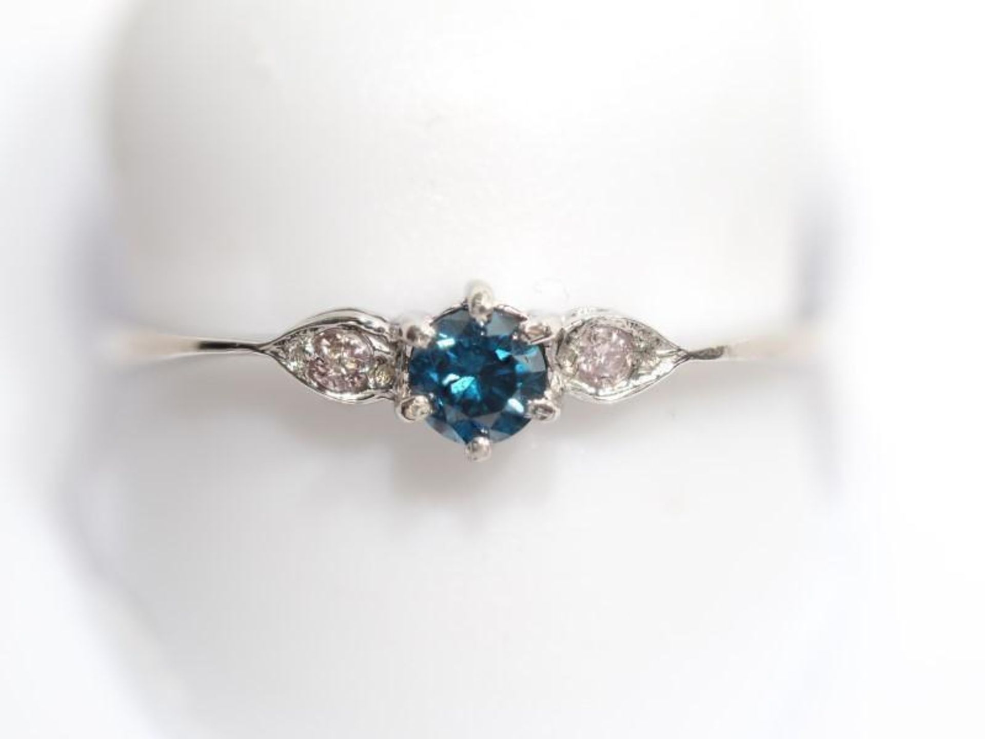 14K White Gold Blue and White Diamond Ring. Insurance Value $1565 (8-GC22)