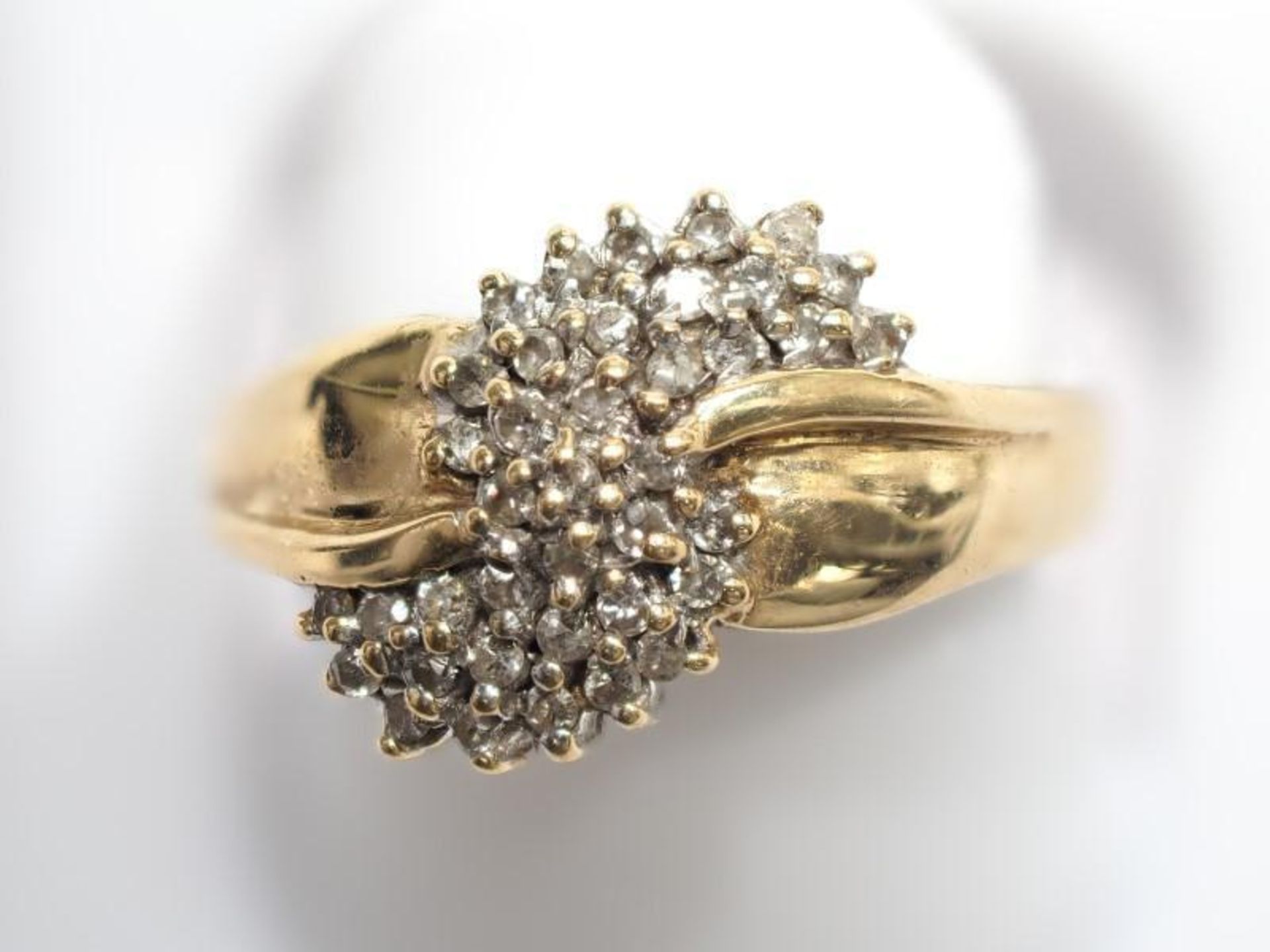 10K Yellow-White Gold 46 Diamond (0.26ct) Swirl Style Ring. Insurance Value $1950 (26-GC22)