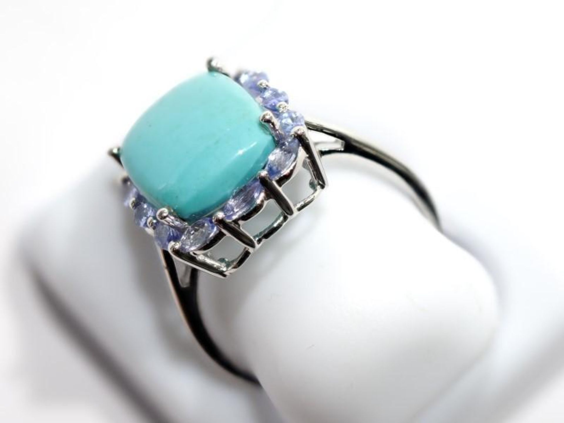 Sterling Silver Turquoise and Tanzanite (2.40ct) Ring. Retail $200 - Image 2 of 2