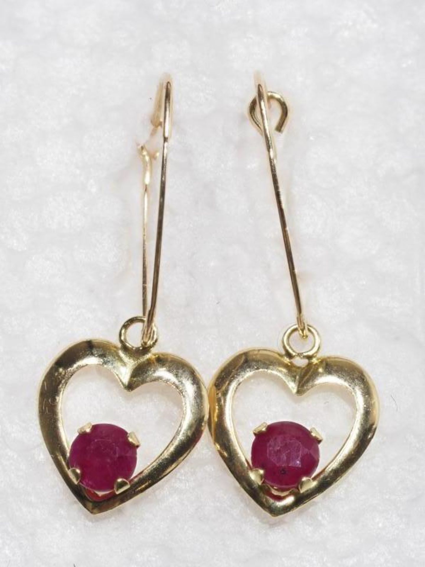 10K Gold Heart Shaped Ruby (0.70ct) Earrings. Retail $400