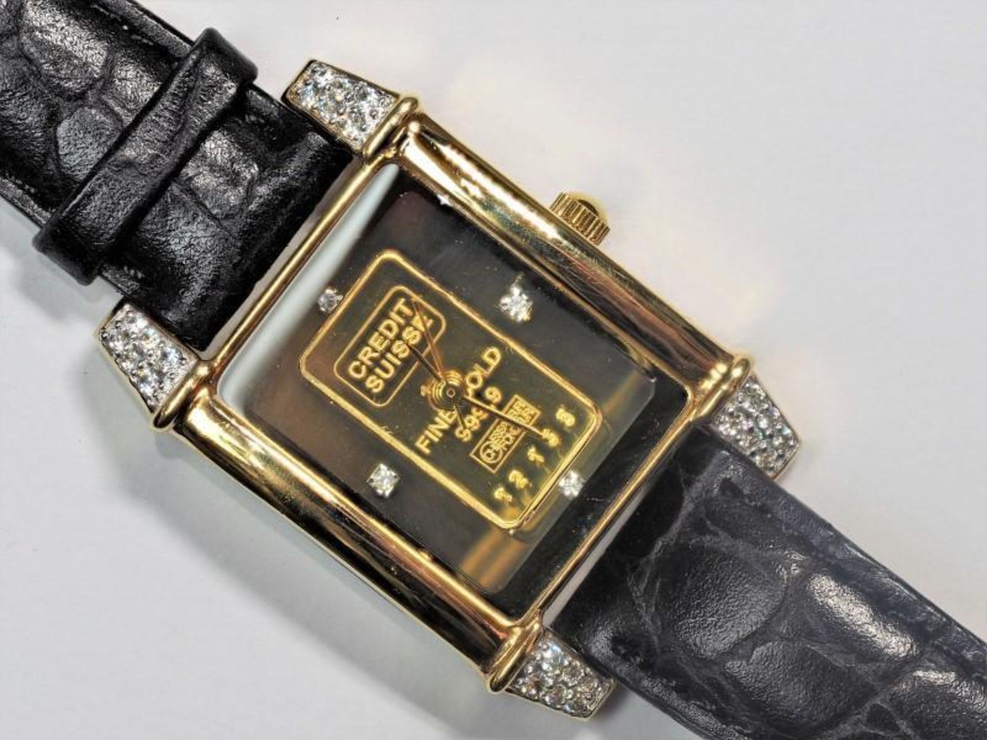 Swiss Ingot 1g Gold (999.5) Dial 4 Diamond Watch Certificate Included