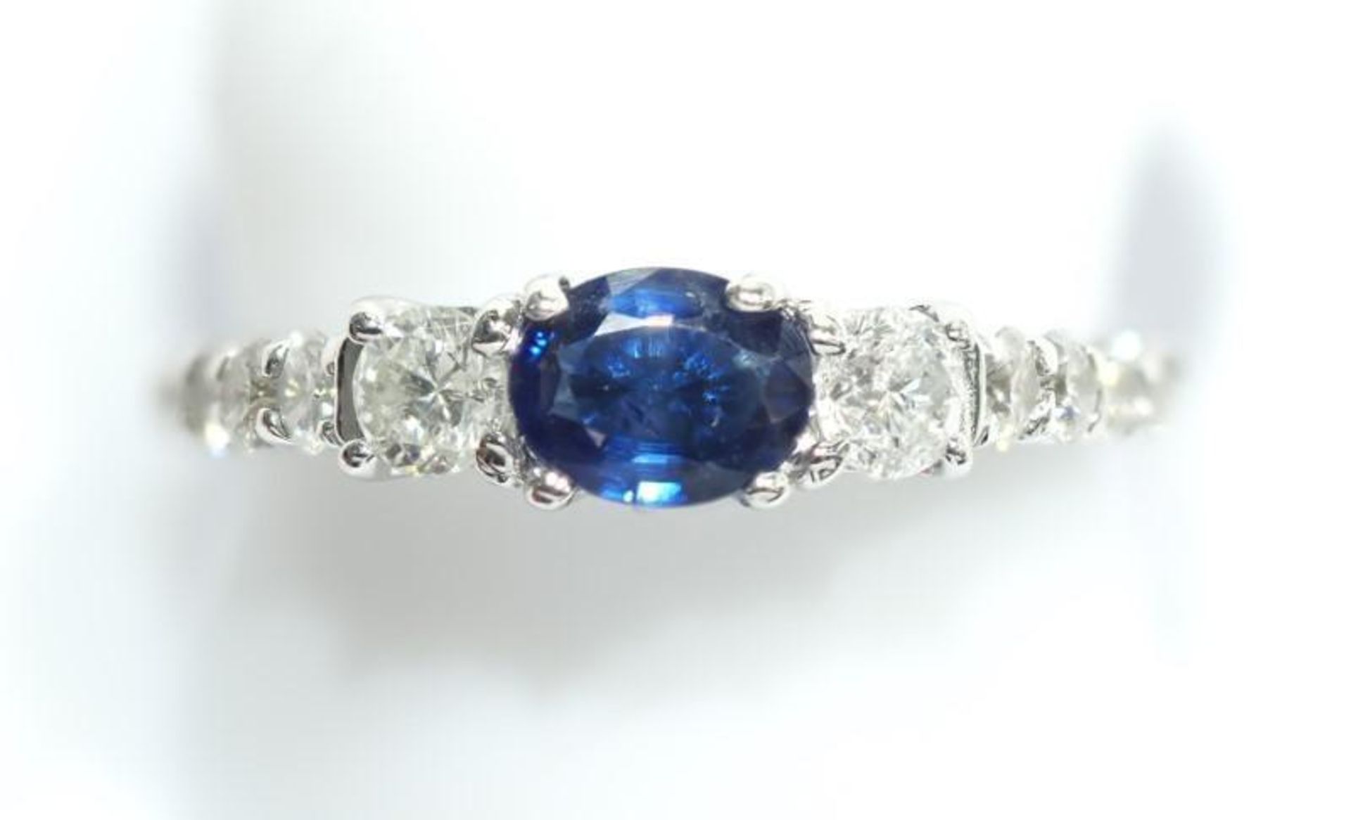 14K White Gold Sapphire (0.50ct) Diamond (0.61ct) Ring. Insurance Value $6022