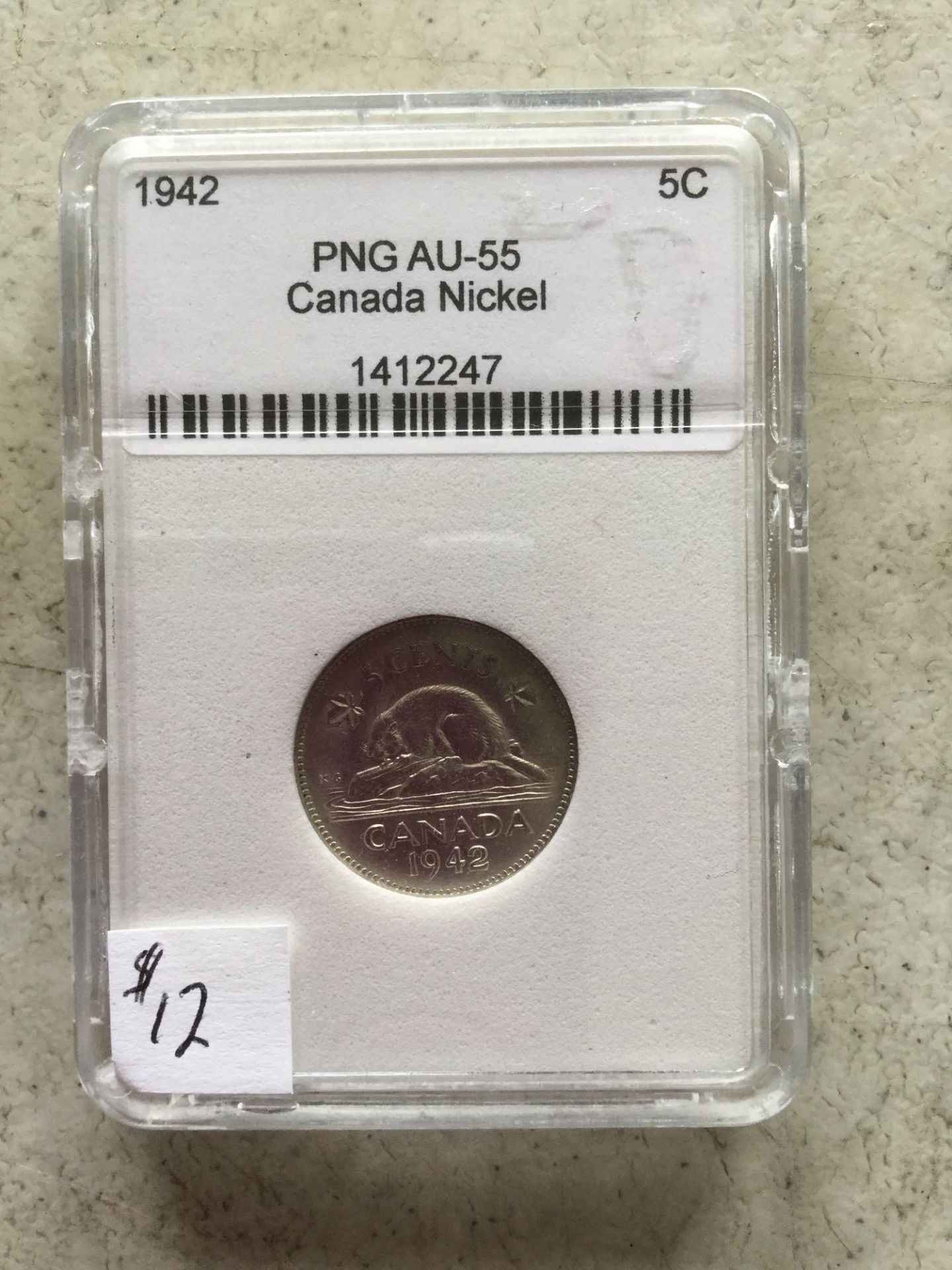 1942- Royal Canadian Mint 5 cent coin - PNG EF-40 CANADA NICKEL
