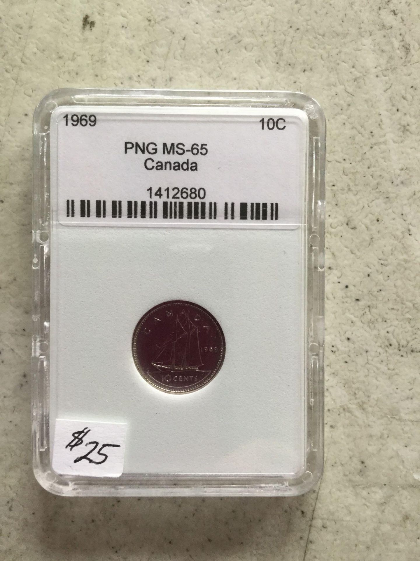 Canada 1969 10 Cent Coin PNG MS-65