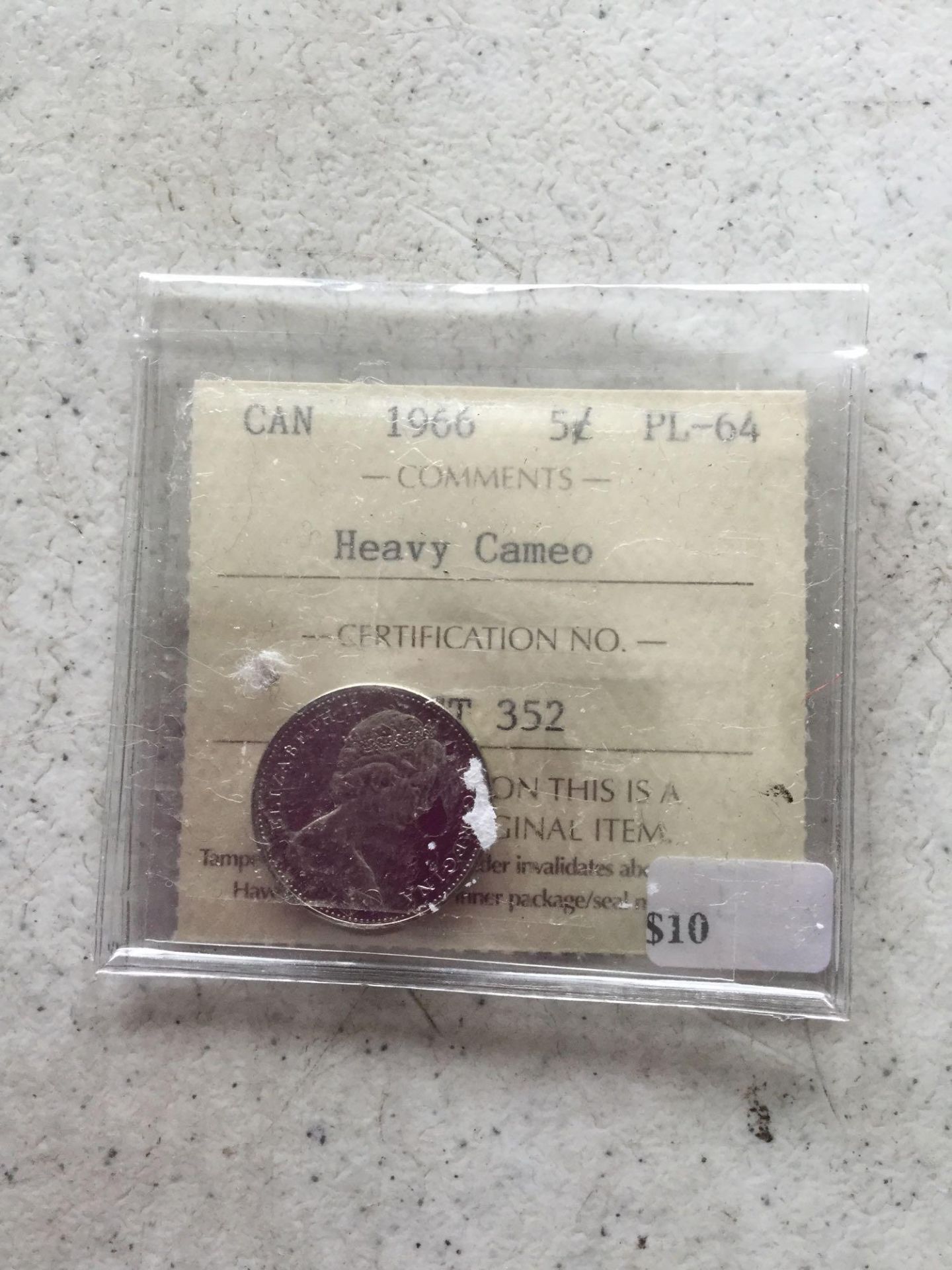 1966- Royal Canadian Mint 5 cent Coin - pl-64 HEAVY CAMEO