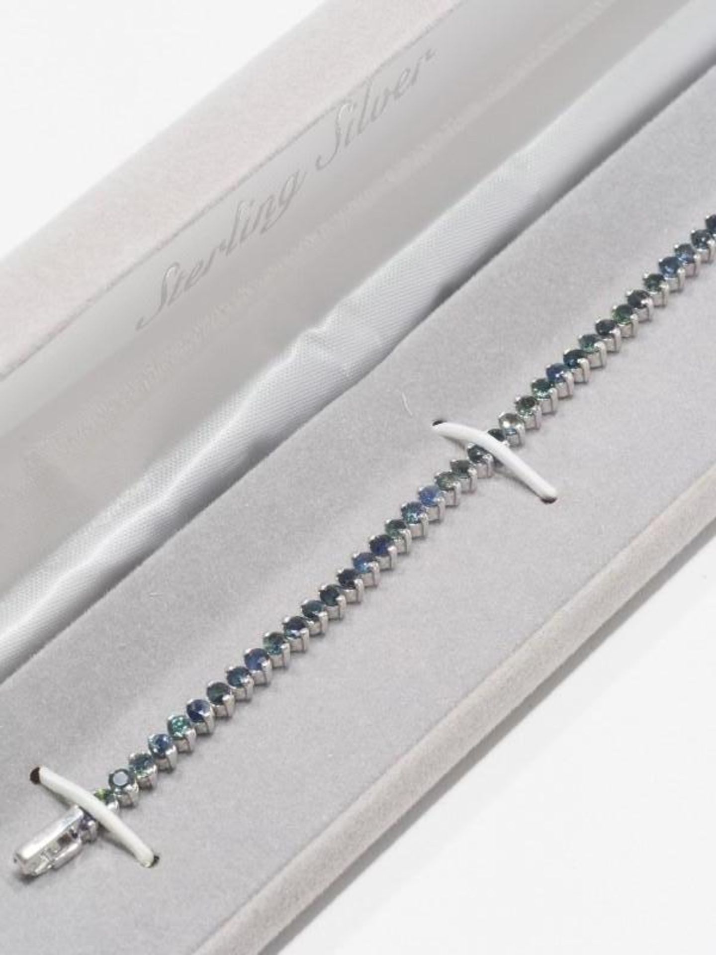 Sterling Silver 48 Sapphires (2.6ct) Tennis Style Bracelet (11g). Insurance Value $850 (99-GC29) - Image 3 of 4