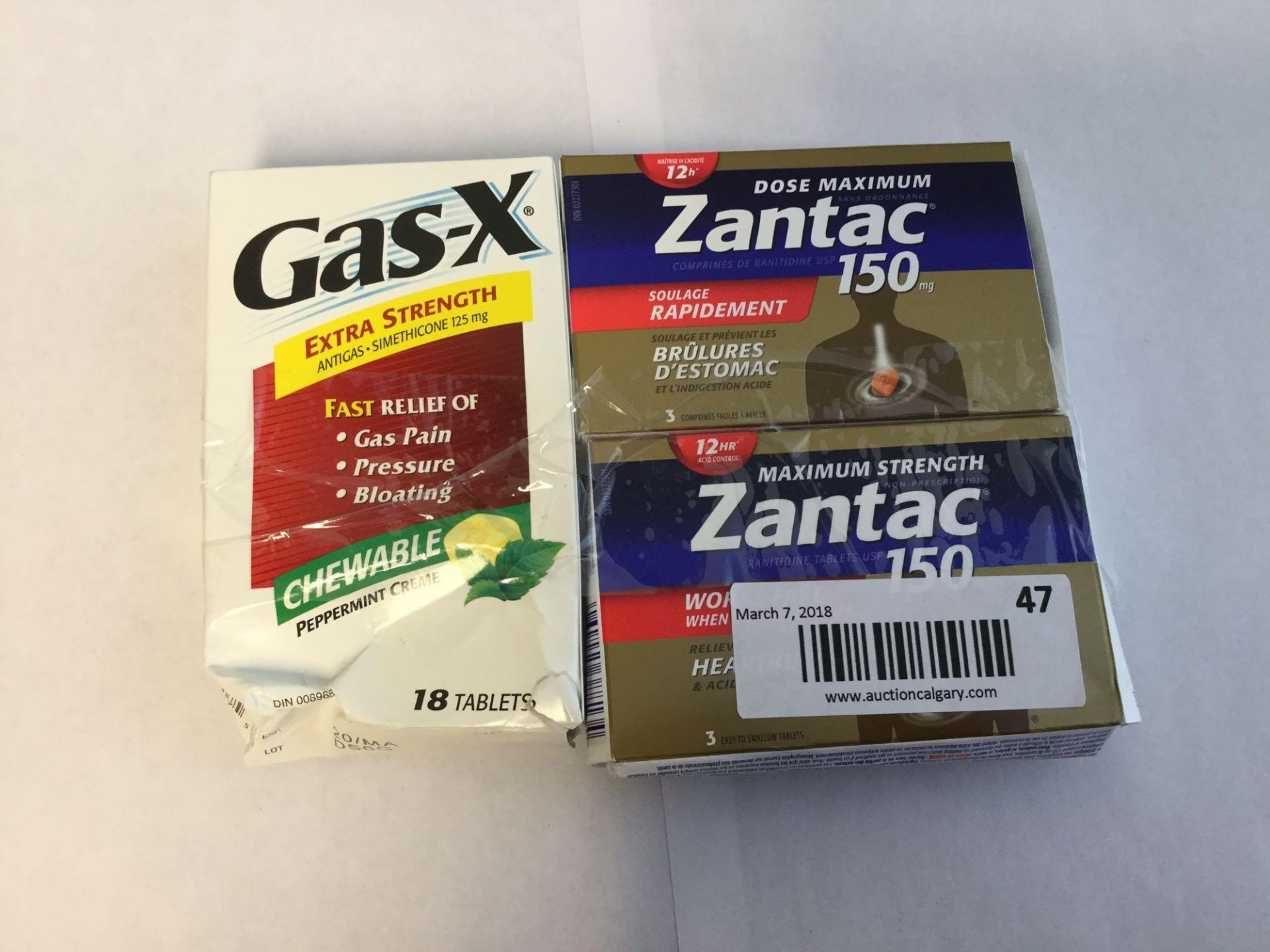 Lot of 3 - 1 Gas-X and 2 Zantac 150