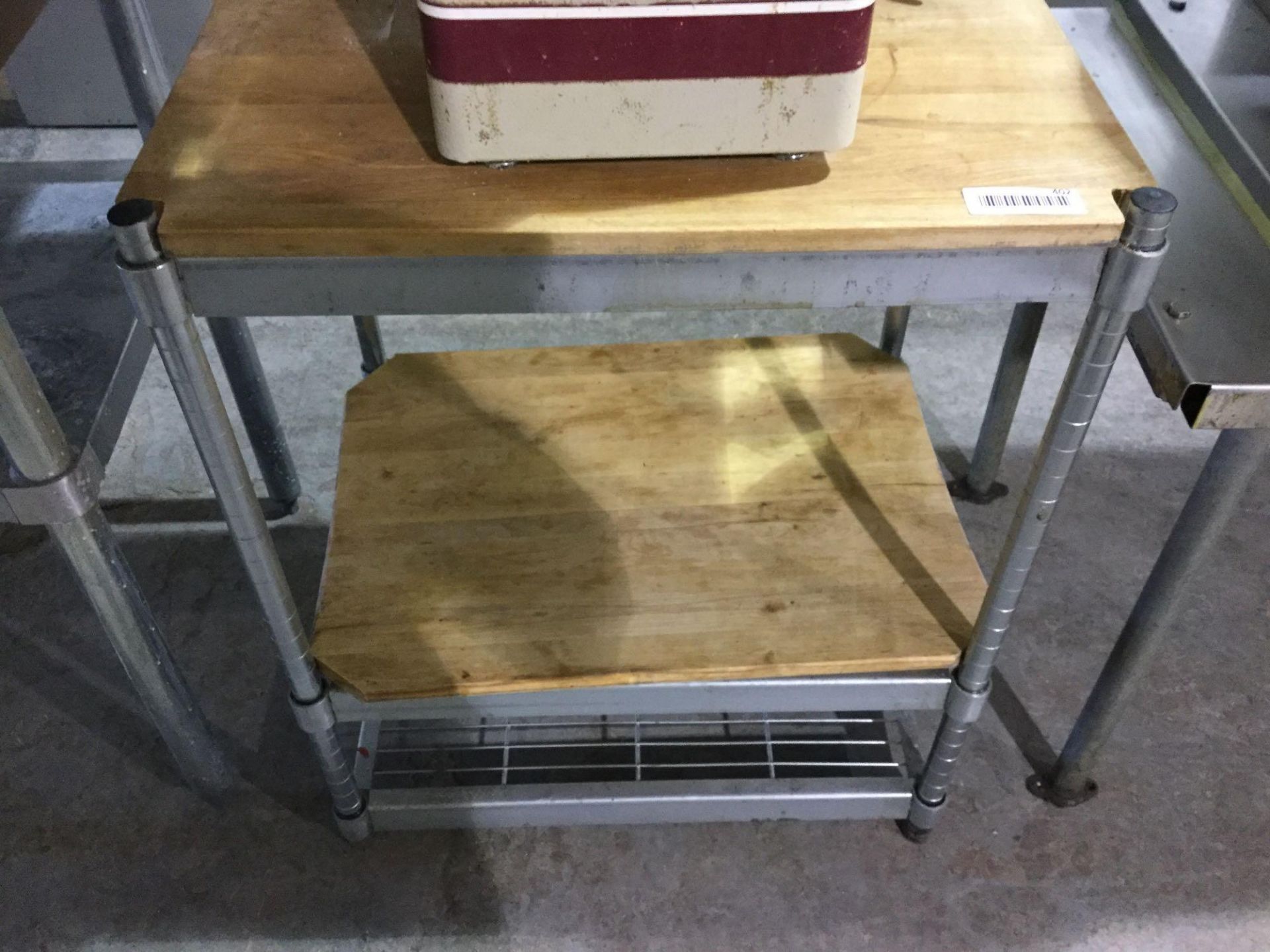 Stainless Steel and Wood Block Work Station