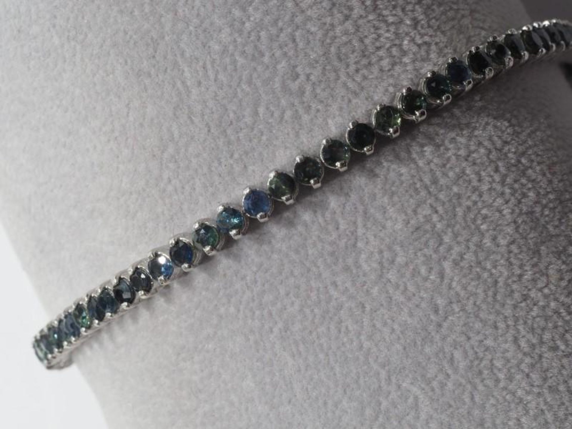 Sterling Silver 48 Sapphires (2.6ct) Tennis Style Bracelet (11g). Insurance Value $850 (99-GC29) - Image 2 of 4