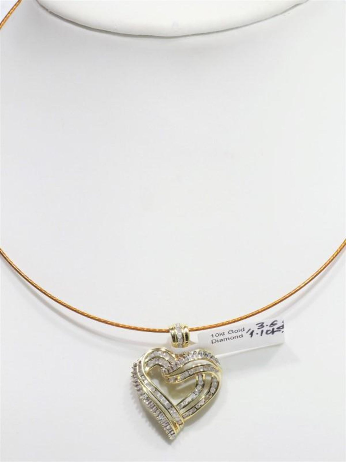 10K Yellow Gold Diamond (1.1ct) Heart Shaped Pendant with High Fashion Cord. Insurance Value $2600 ( - Image 2 of 4