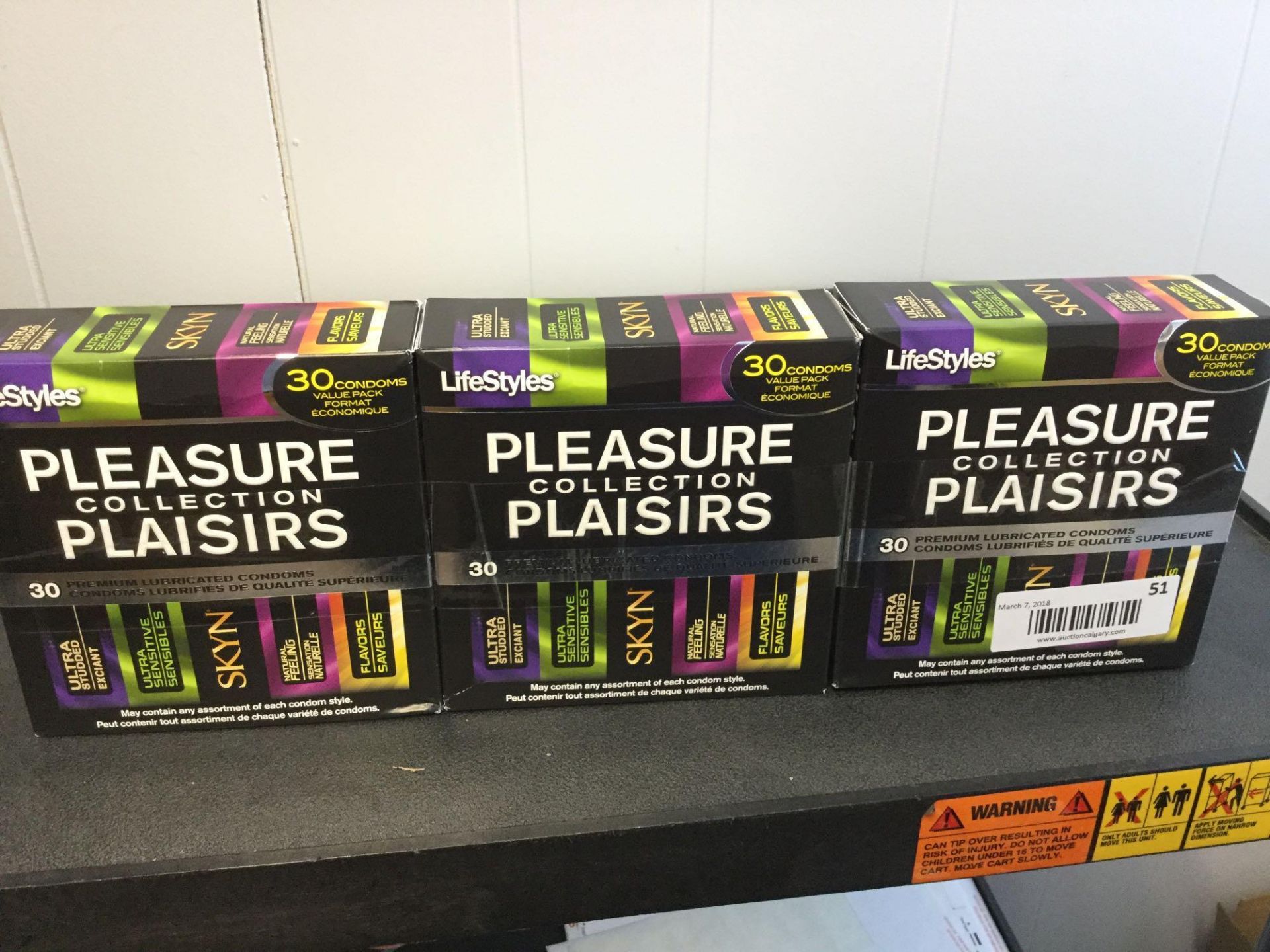 Lot of 3 x 30 Pleasure Collection - Lubricated Condoms