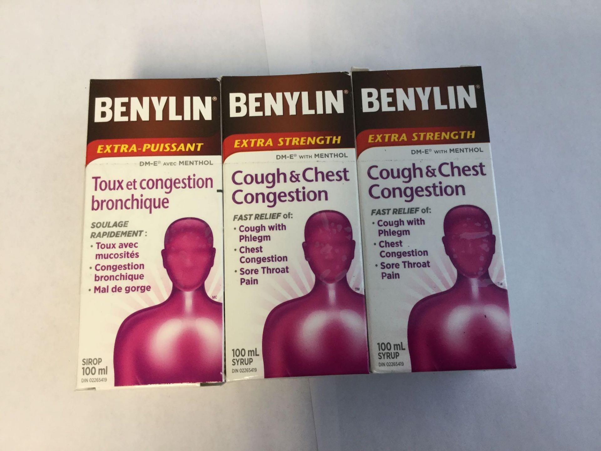 Lot of 3 x 100 mL Benylin Extra Strength Cough and Chest Congestion