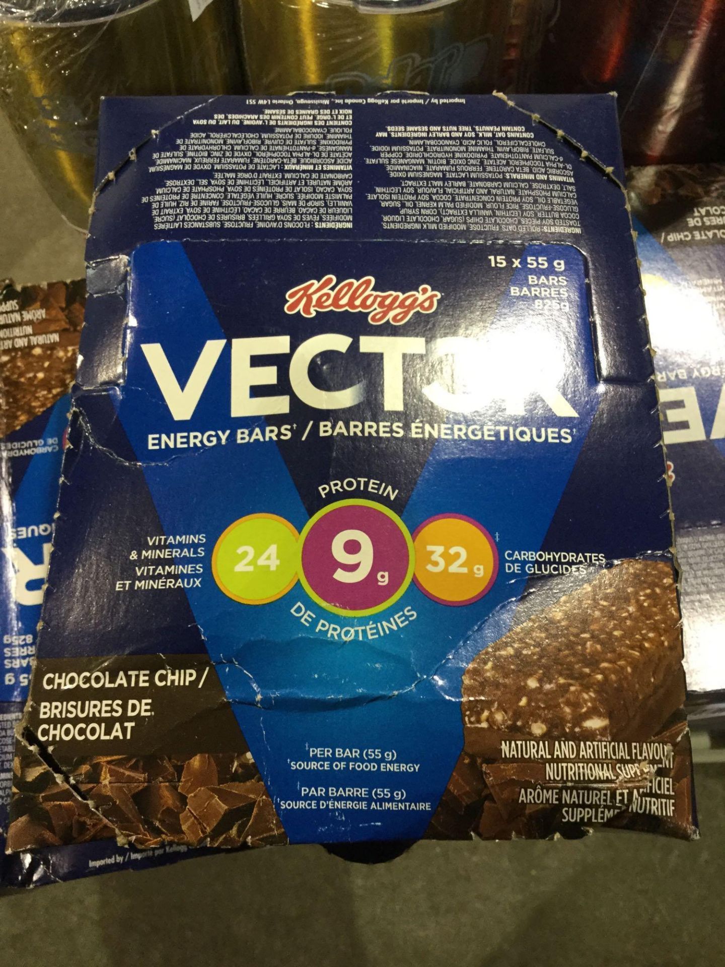 Box of 15x 55g Kellogg's Vector Energy Bars - Chocolate Chip