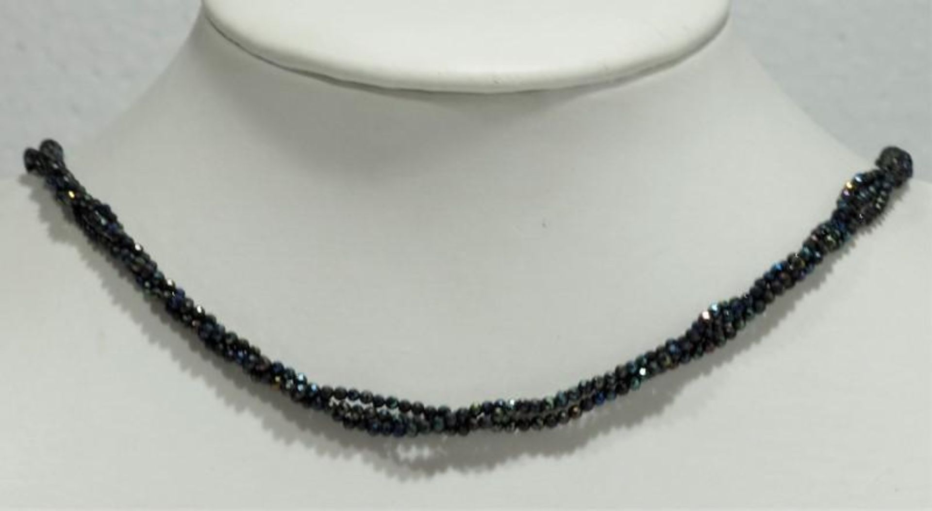 Sterling Silver Onyx Faceted Bead Necklace. Retail $240 (10-NT70) - Image 2 of 2