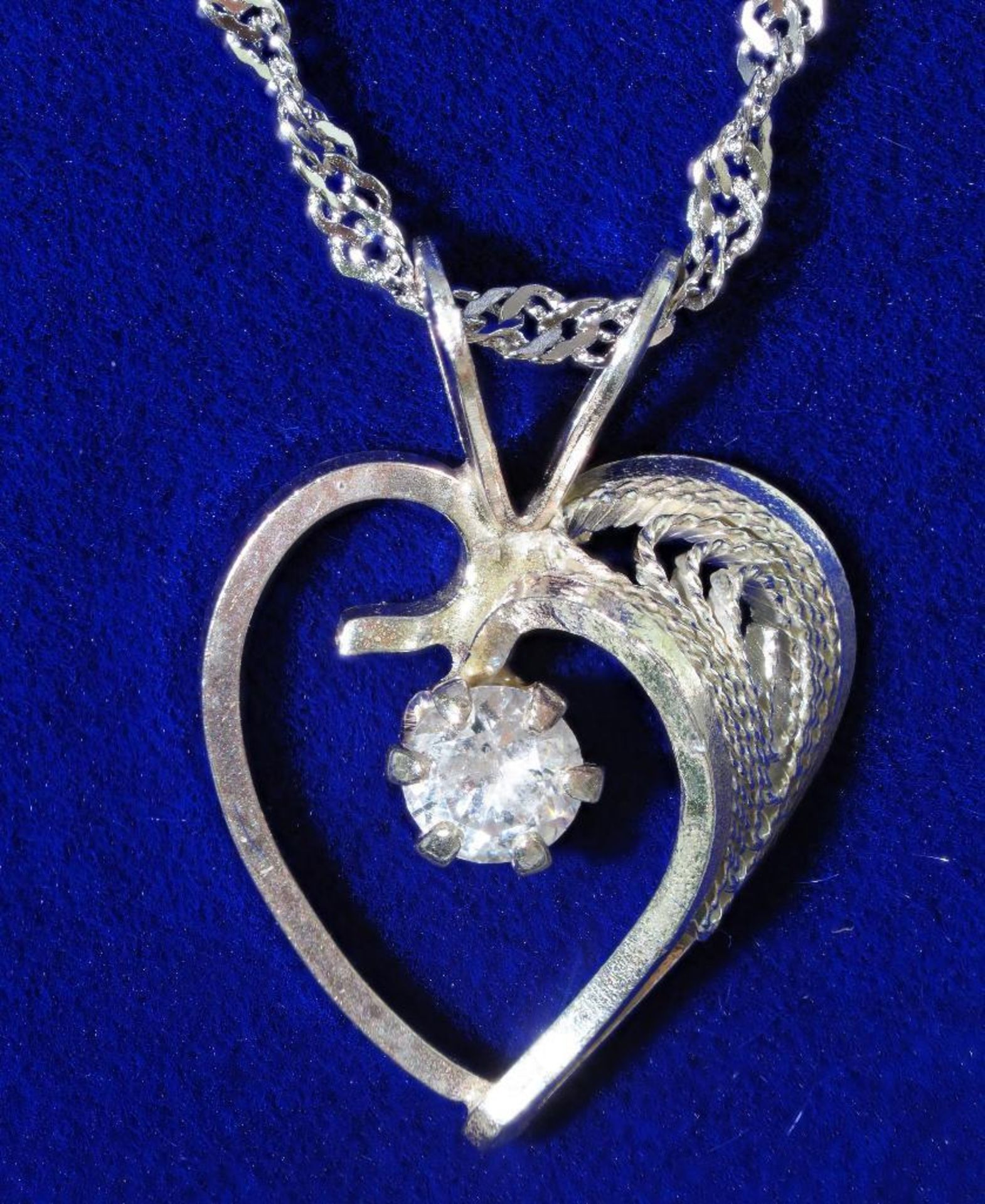 Sterling Silver Heart Shaped Cubic Zirconia Pendant, Retail $120 (MS05 - 5)