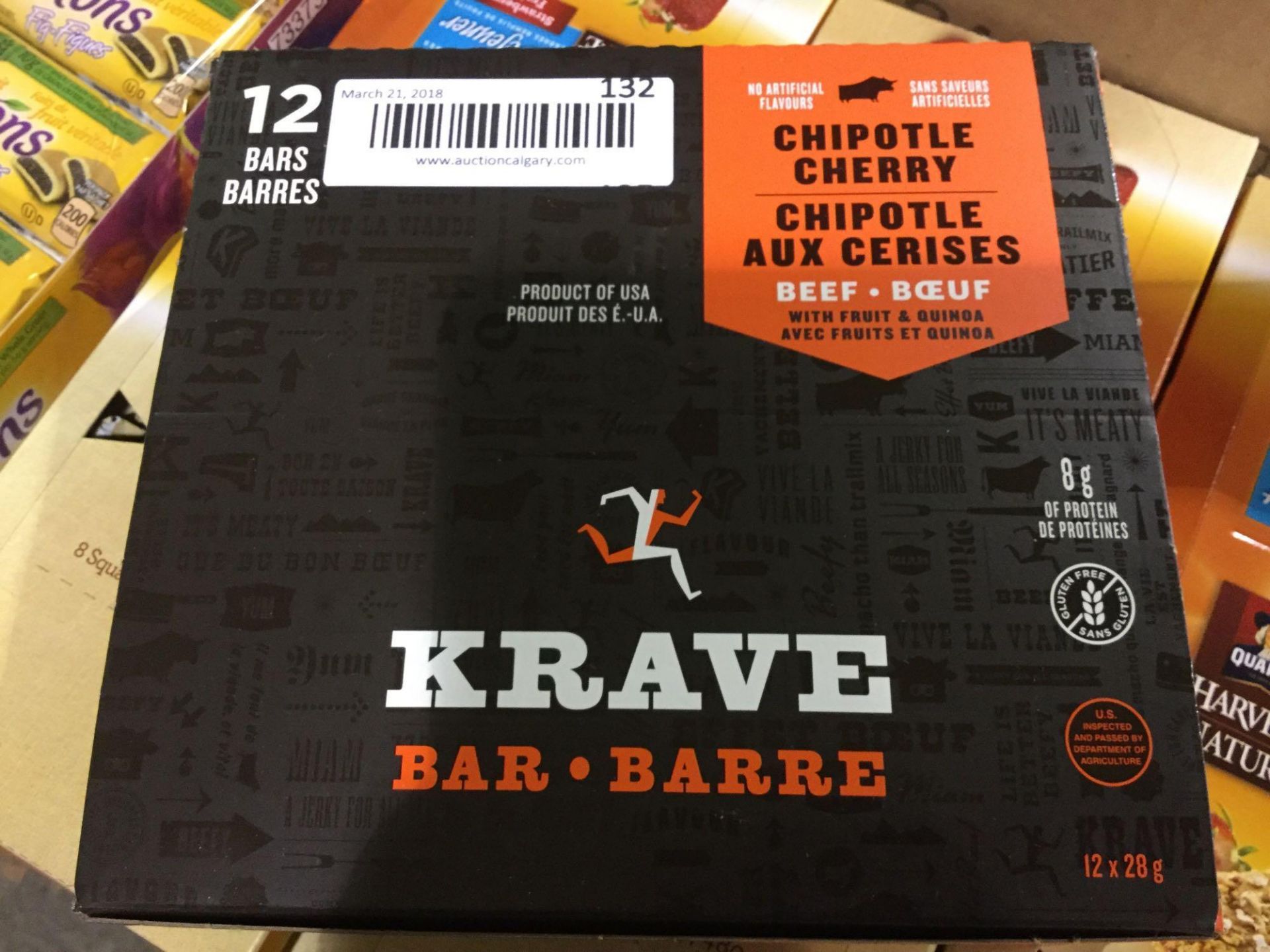 Box of 12 x 28 g Krave Bars - Chipotle Cherry