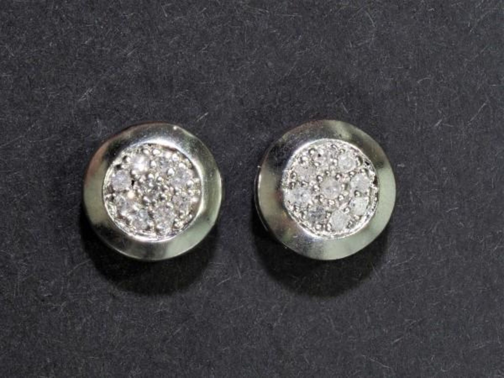 S. Silver Earrings with 14 Diamonds (0.14 kt). Retail $240 (MS07 - 8)
