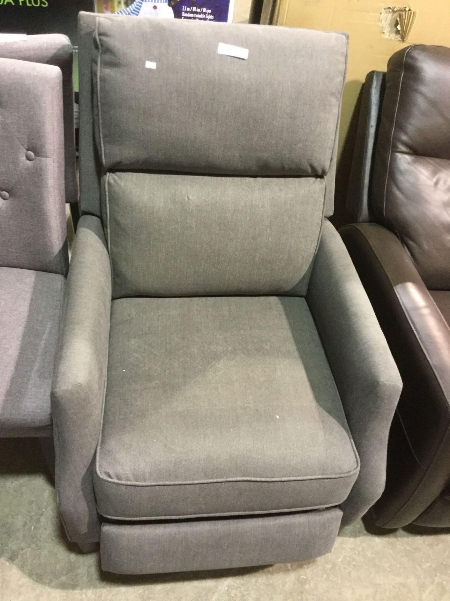 Grey Fabric Reclining Sofa Chair