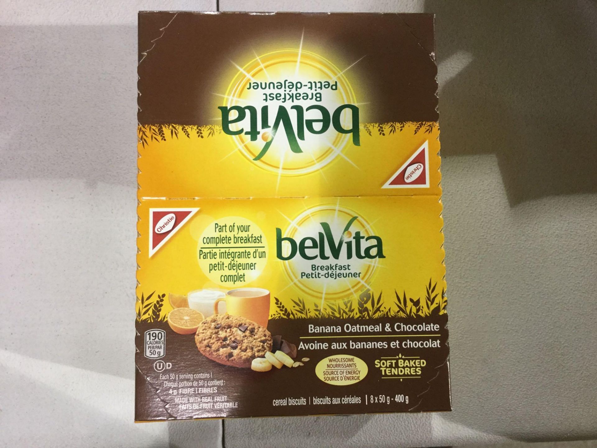 Box of 5 x 50 g BelVita Breakfast Cereal Biscuits - Banana Oatmeal and Chocolate