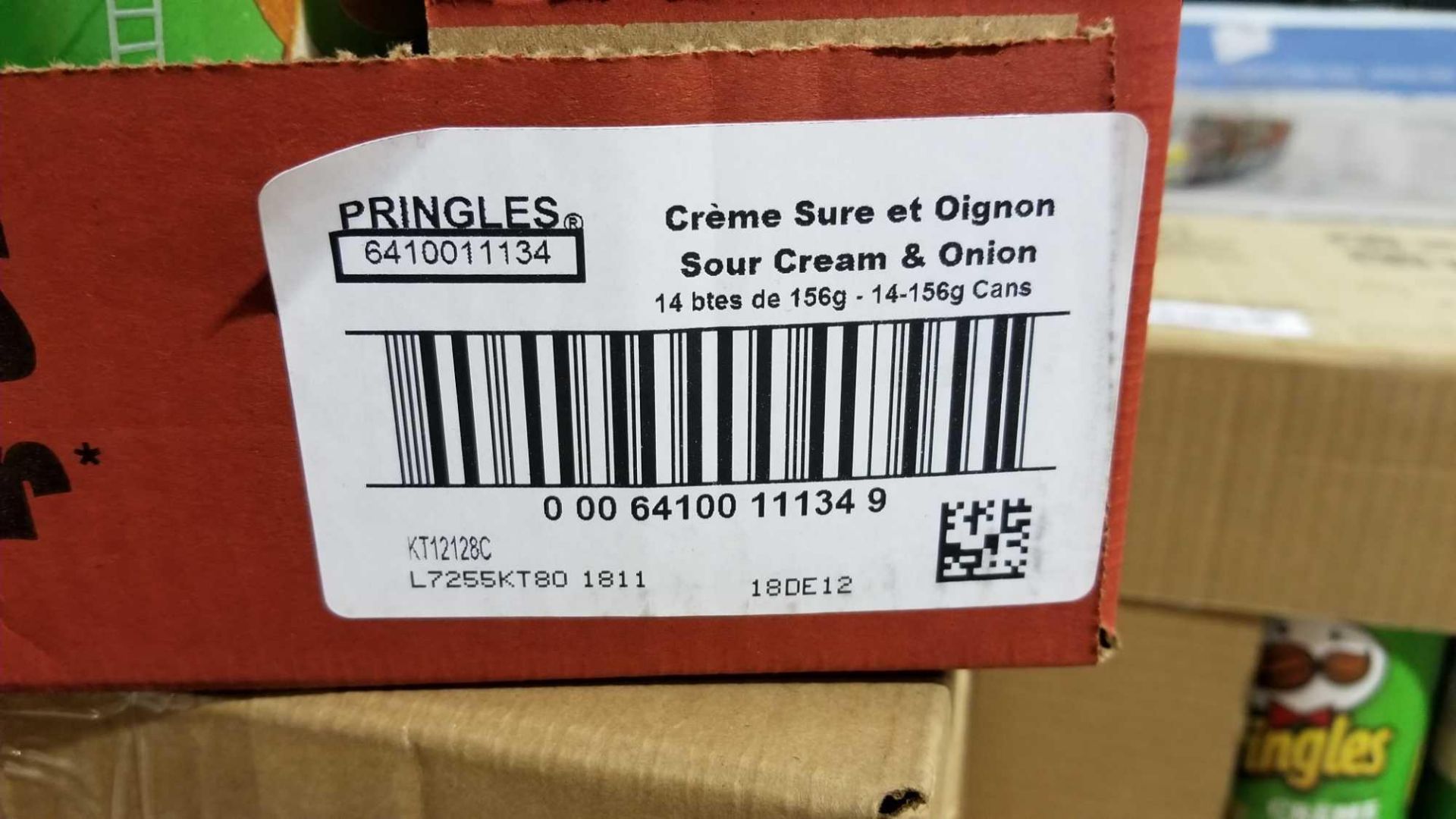 Case of 14 x 156 g Pringles Cans - Sour Cream and Onion - Image 2 of 2