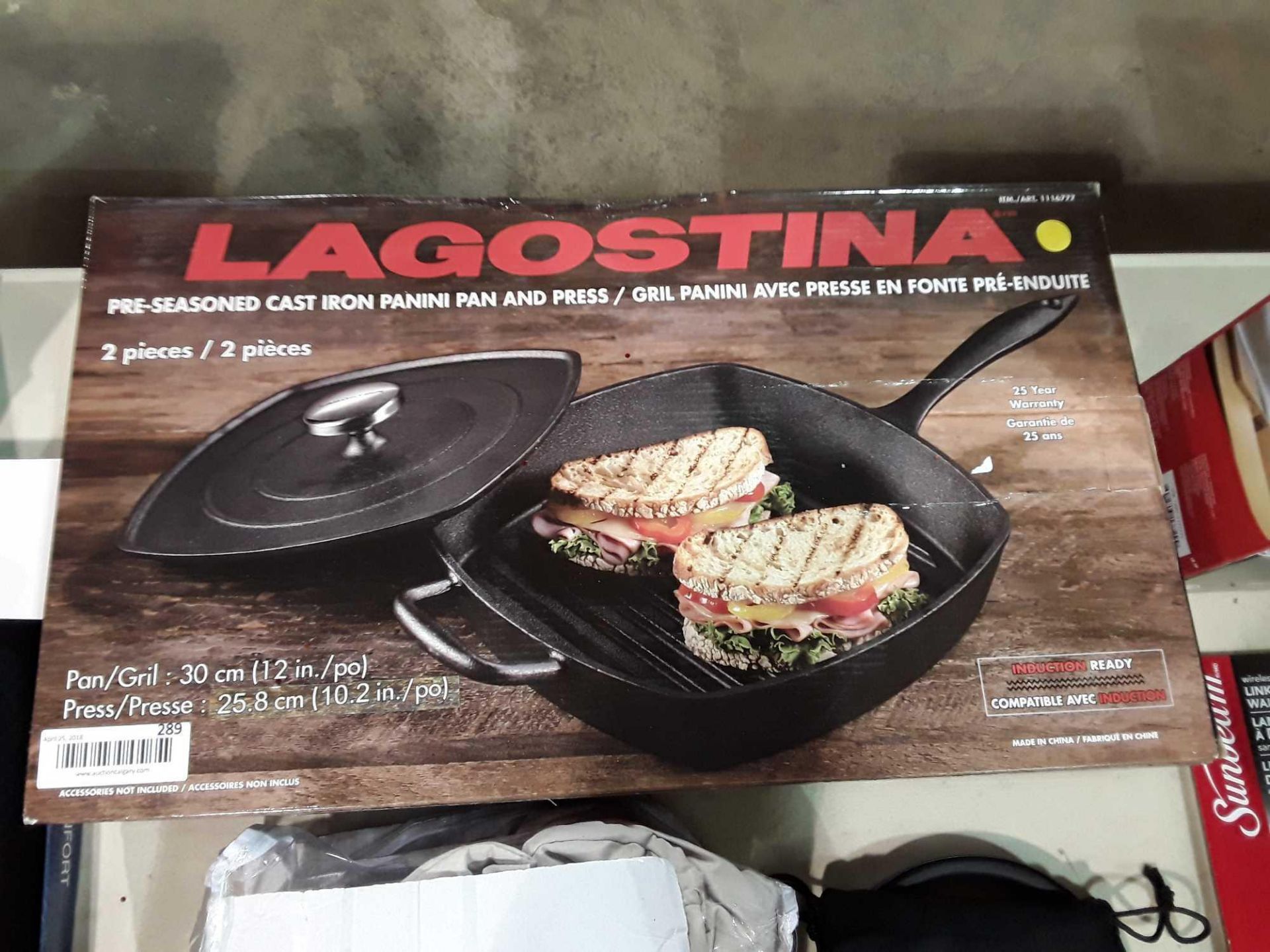 Lagostina pre-seasoned cast iron panini pan and press grill.