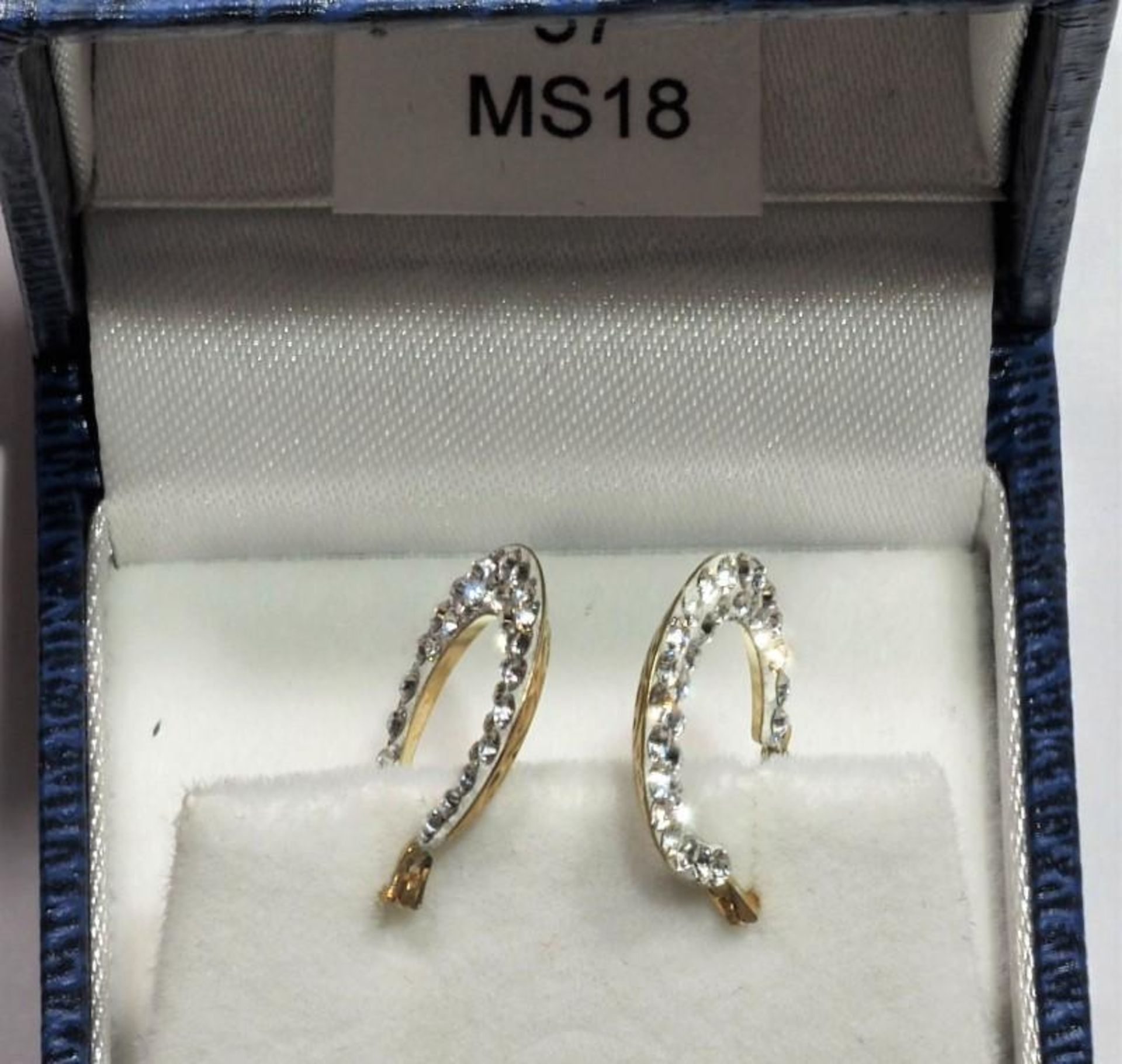 10K Gold Cubic Zirconia Hoop Earrings, Retail $350 (MS19 - 37) - Image 2 of 2